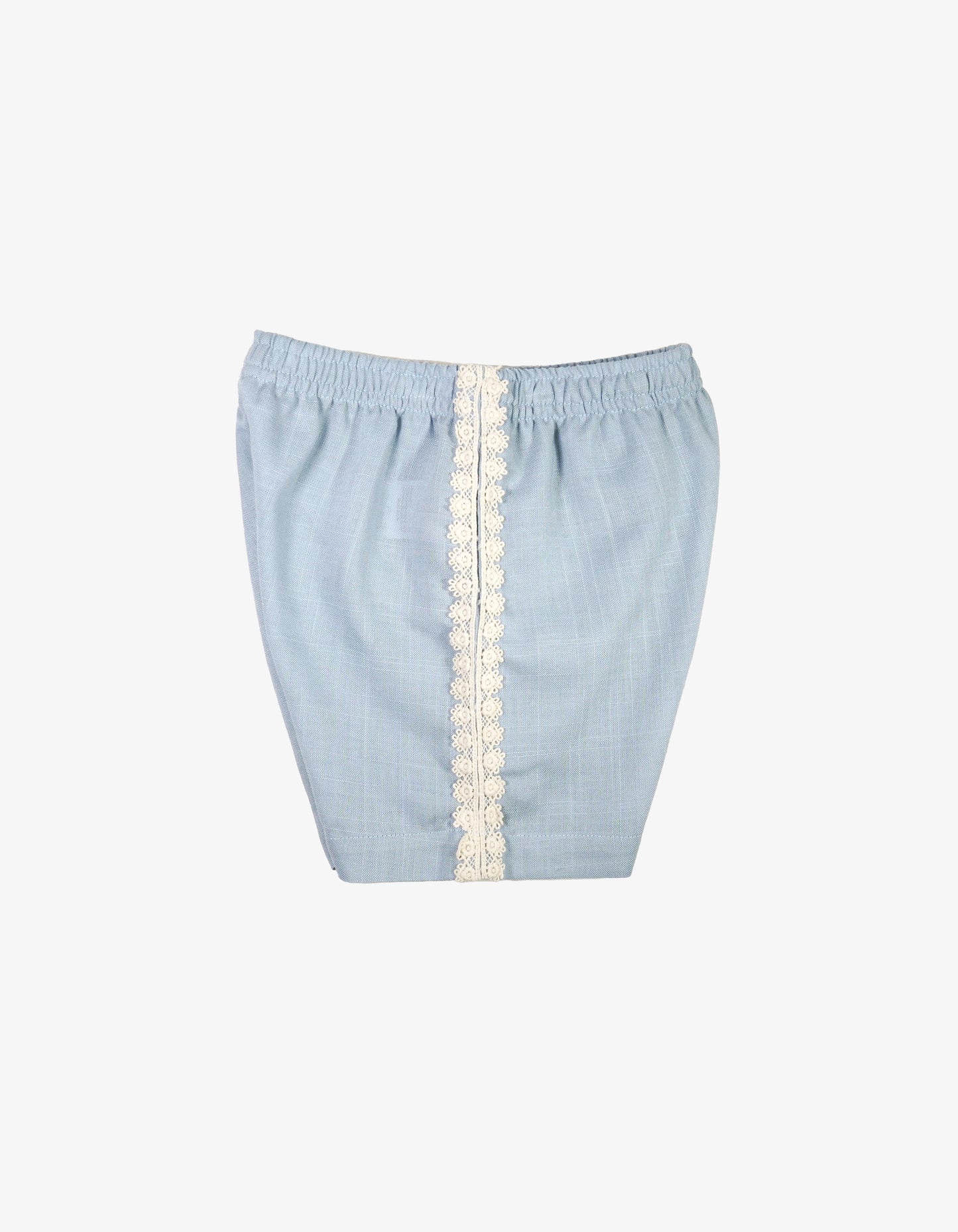 Handmade Kids Lace Trim Linen Shorts Side View