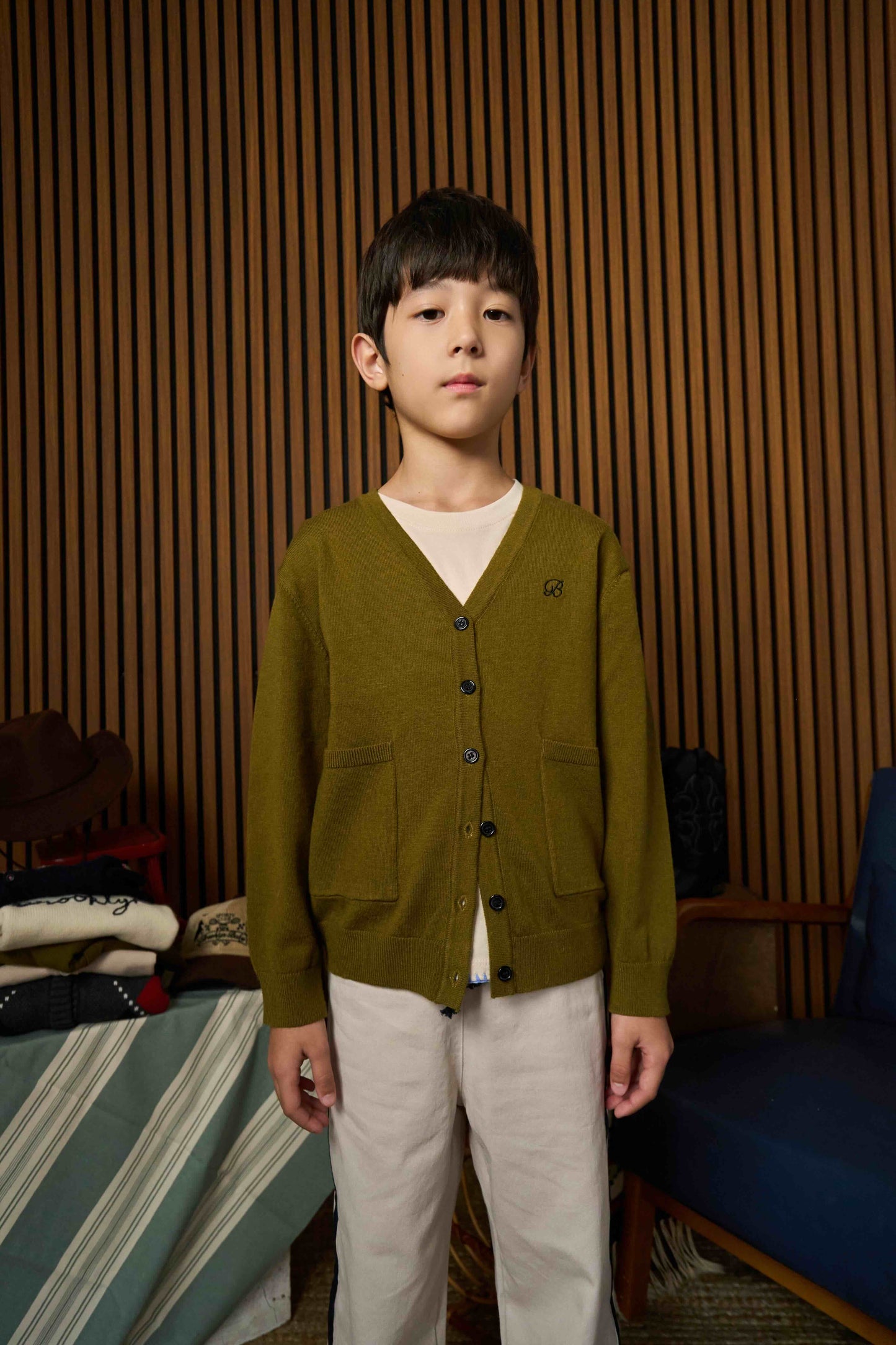 Wool Blend Cardigan - Olive