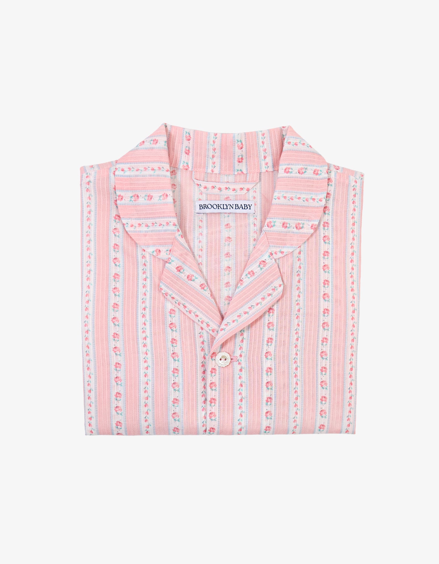 Handmade Baby Pink Floral Stripe Shirt