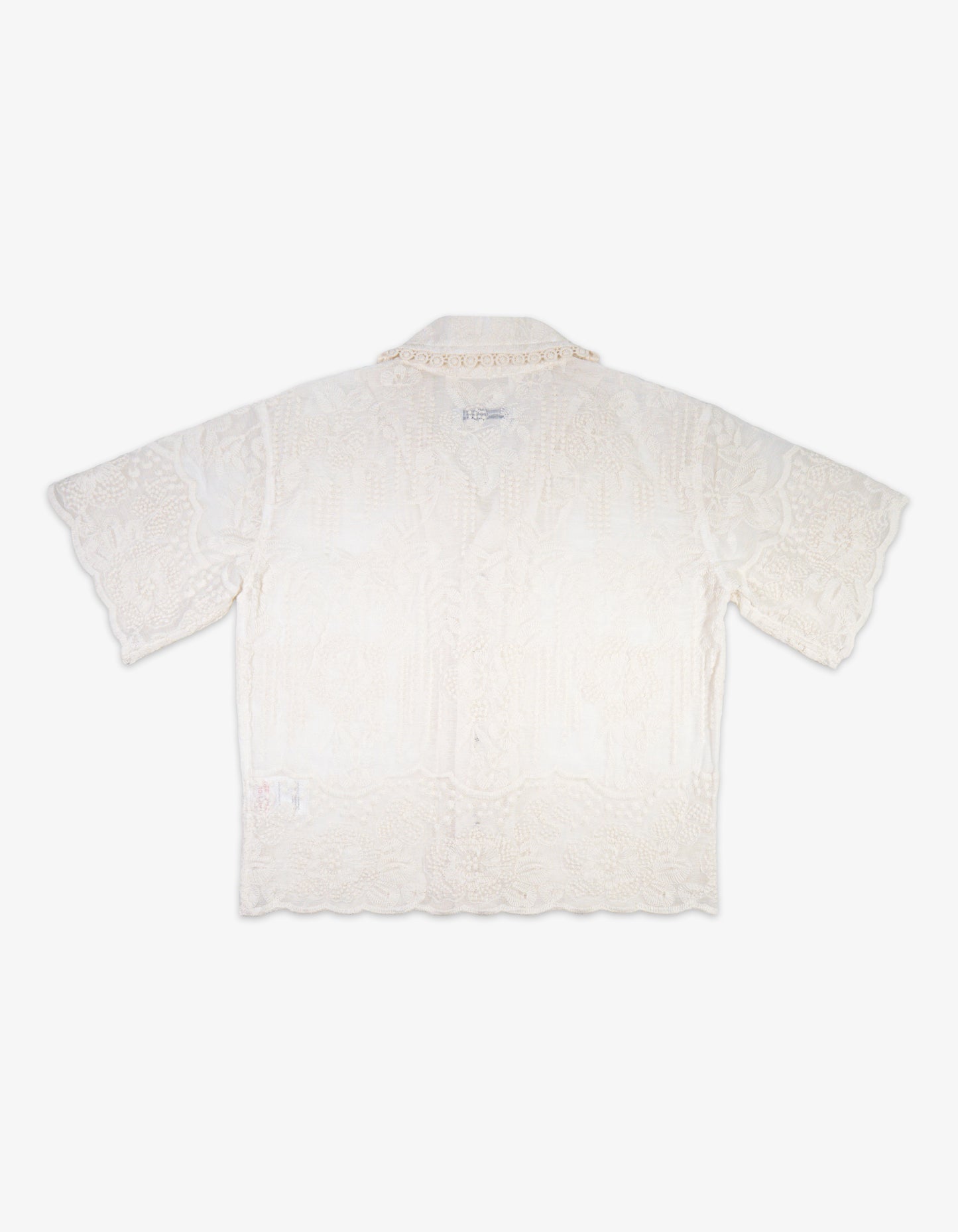 Handmade Kids Cotton Floral Lace Scallop Shirt Back View