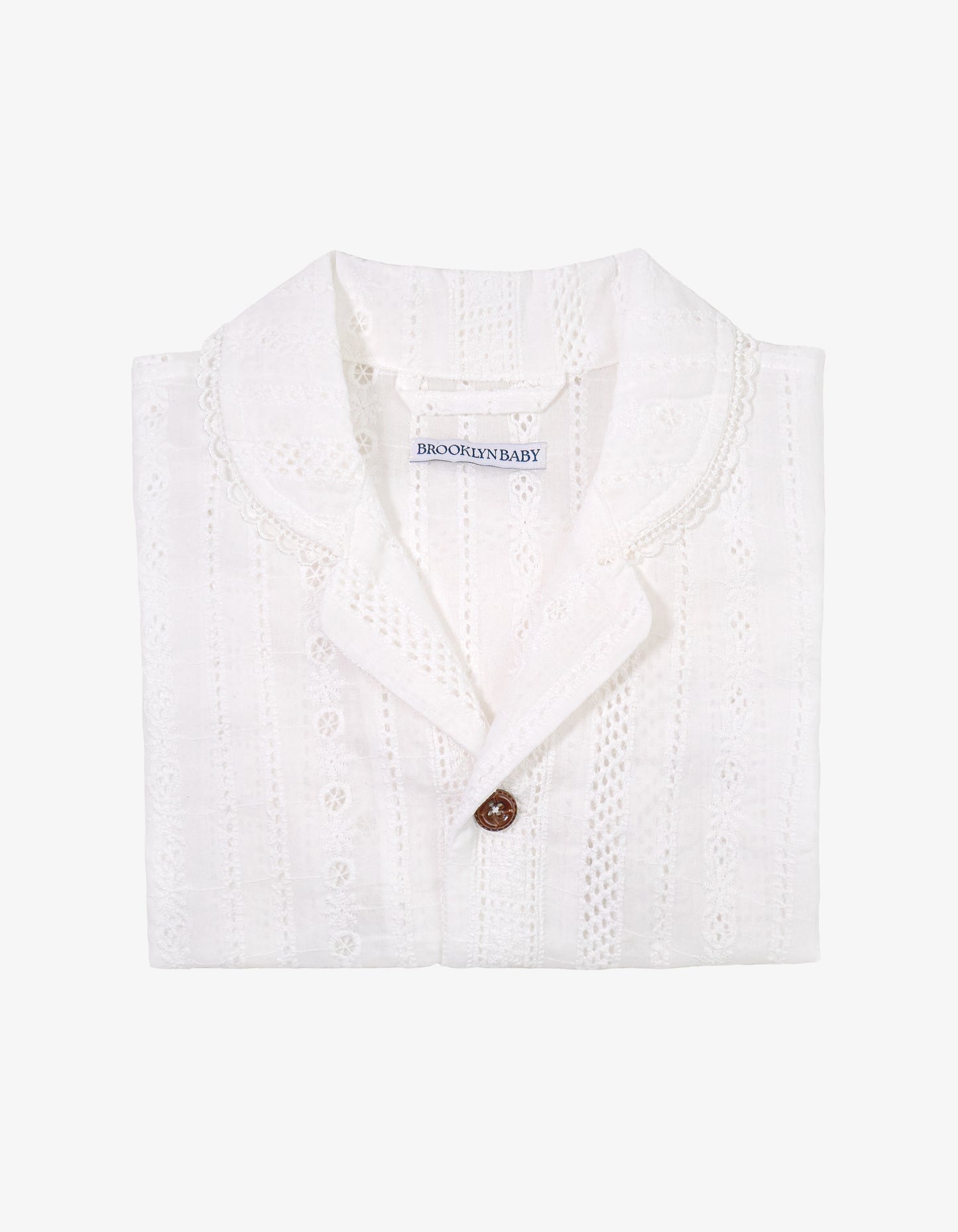 Handmade Eyelet Embroidery Stripe Shirt