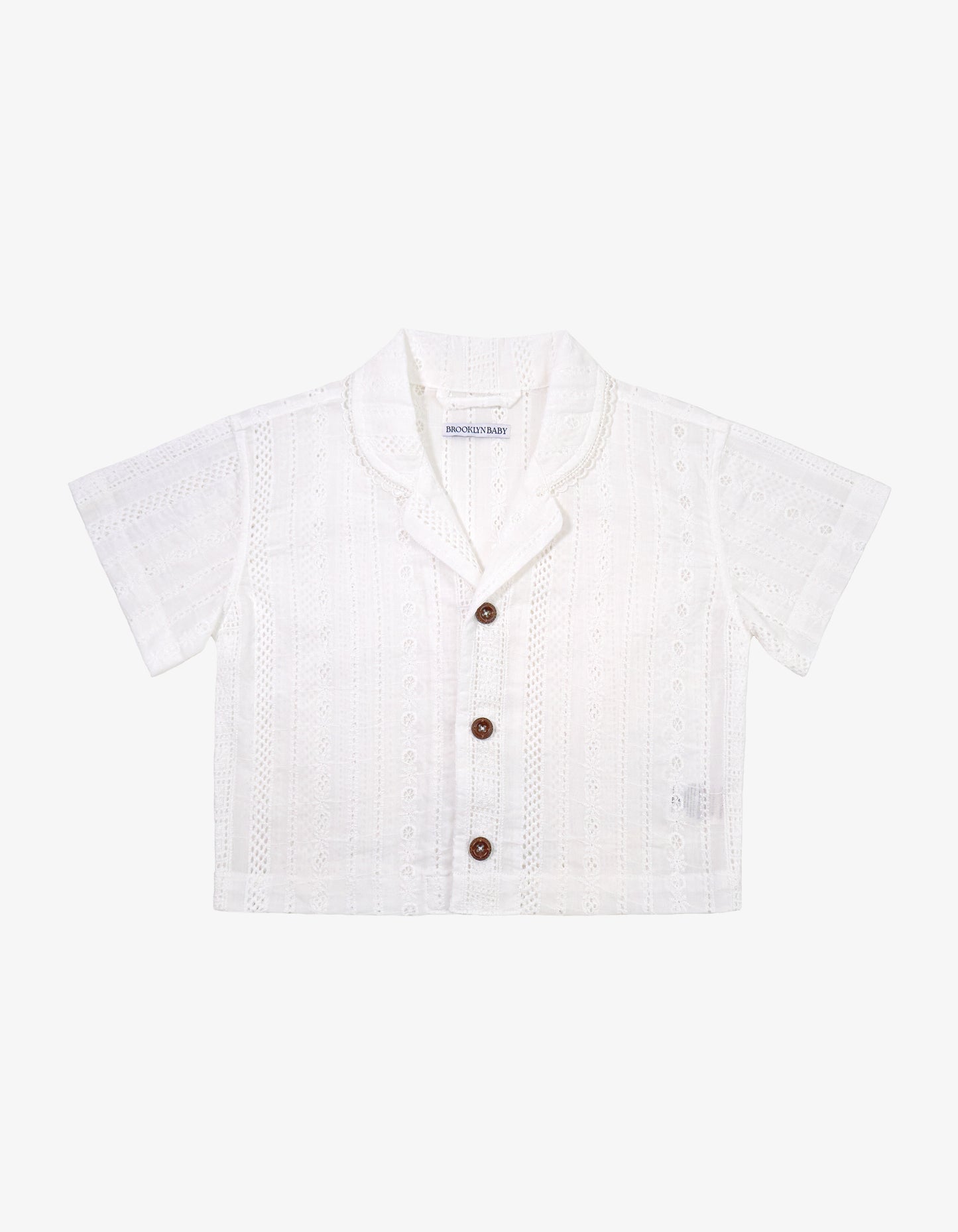 Handmade Eyelet Embroidery Stripe Shirt