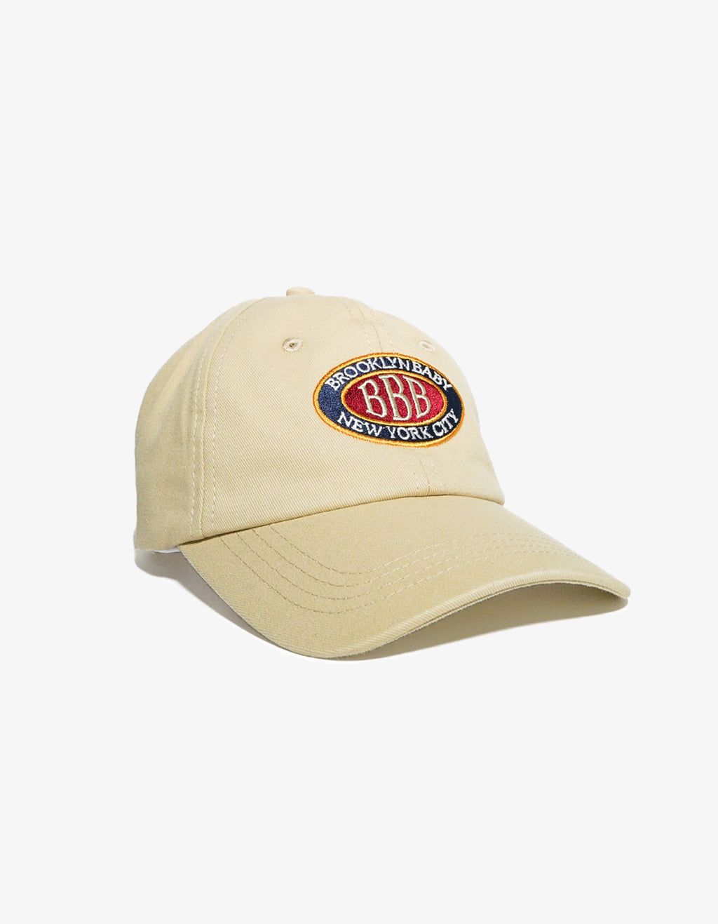 Kids Cotton Logo Baseball Cap Beige Front Quarter View