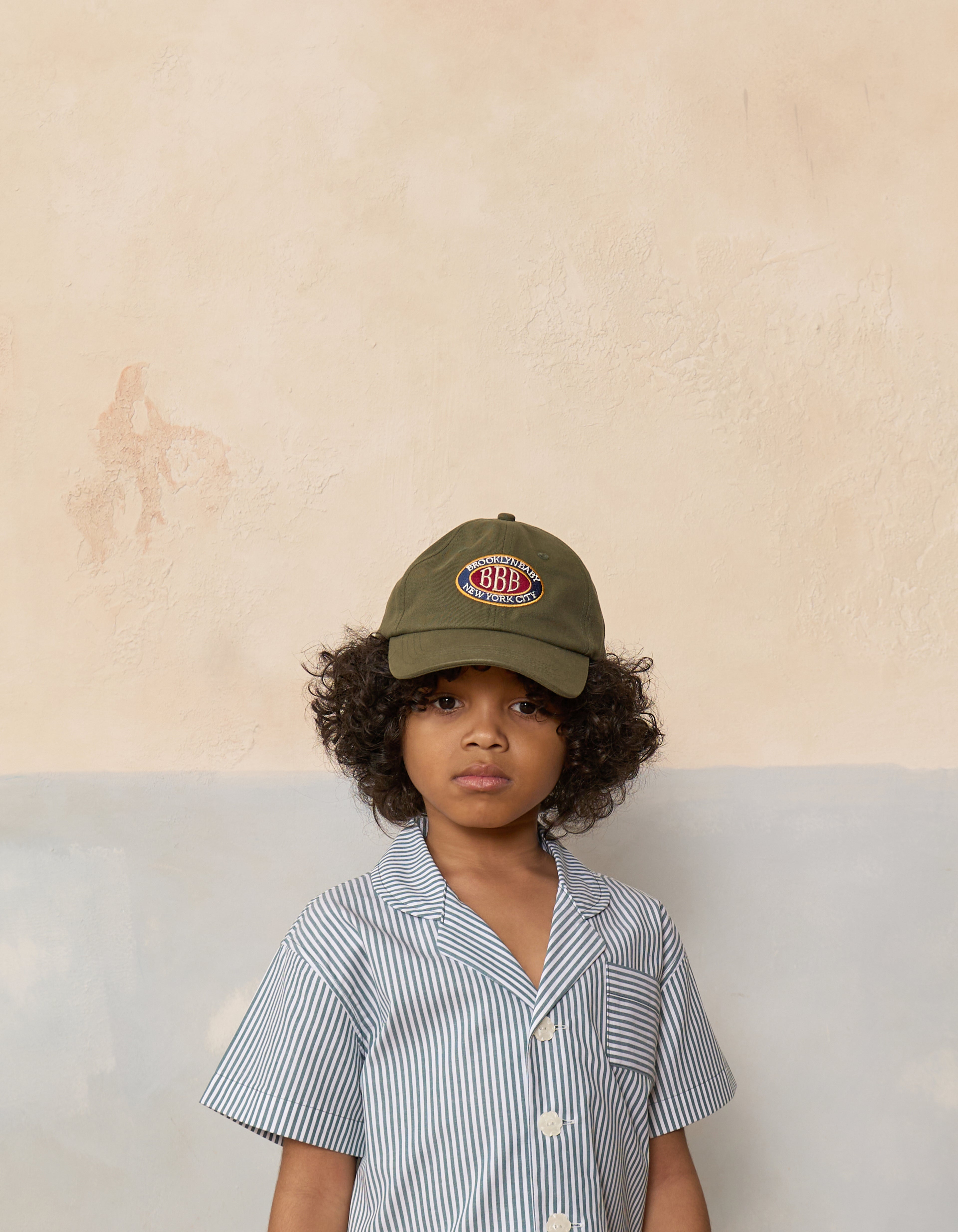 Kids Cotton Logo Baseball Cap Forest on model