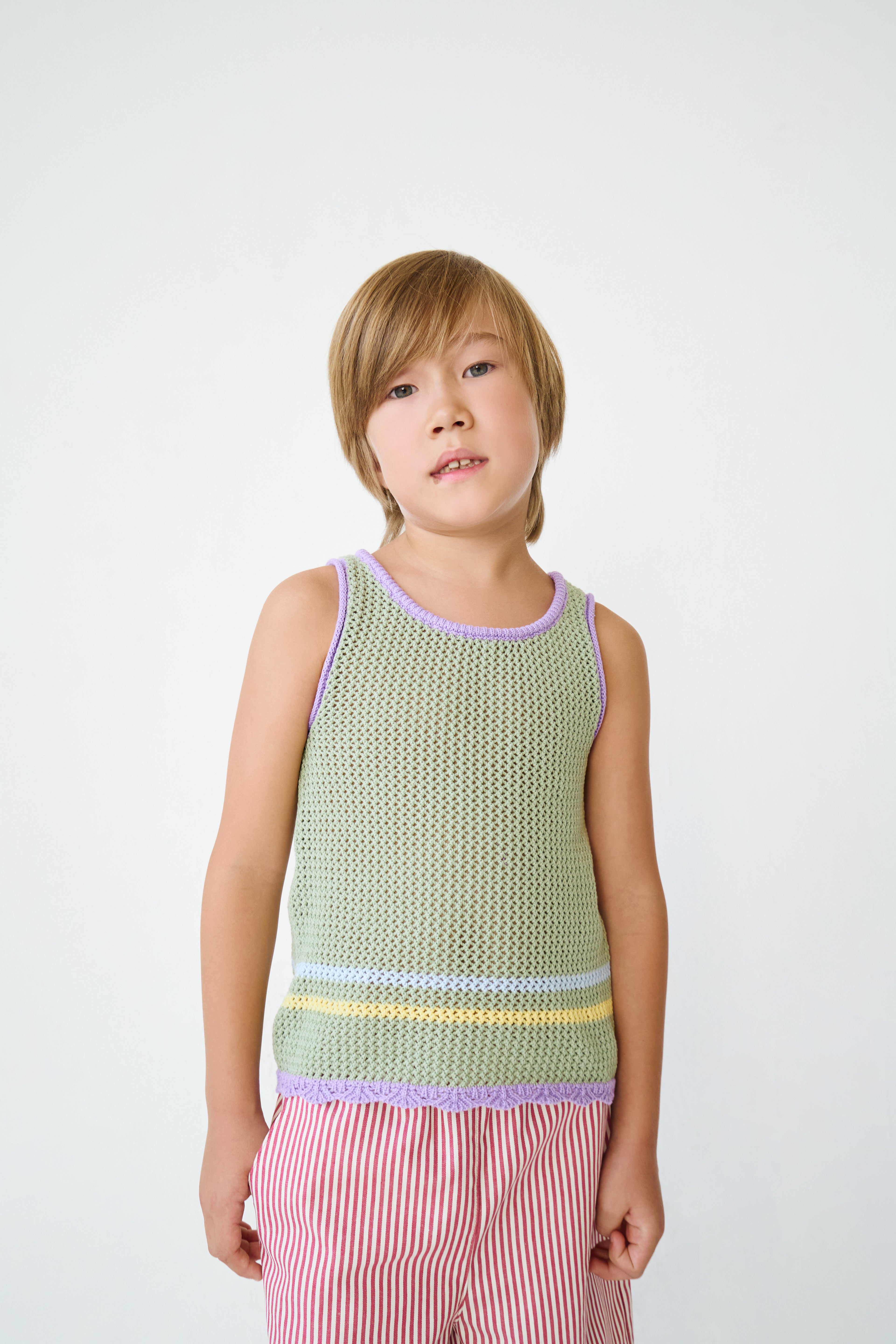 Open Knit Tank Top - Sage