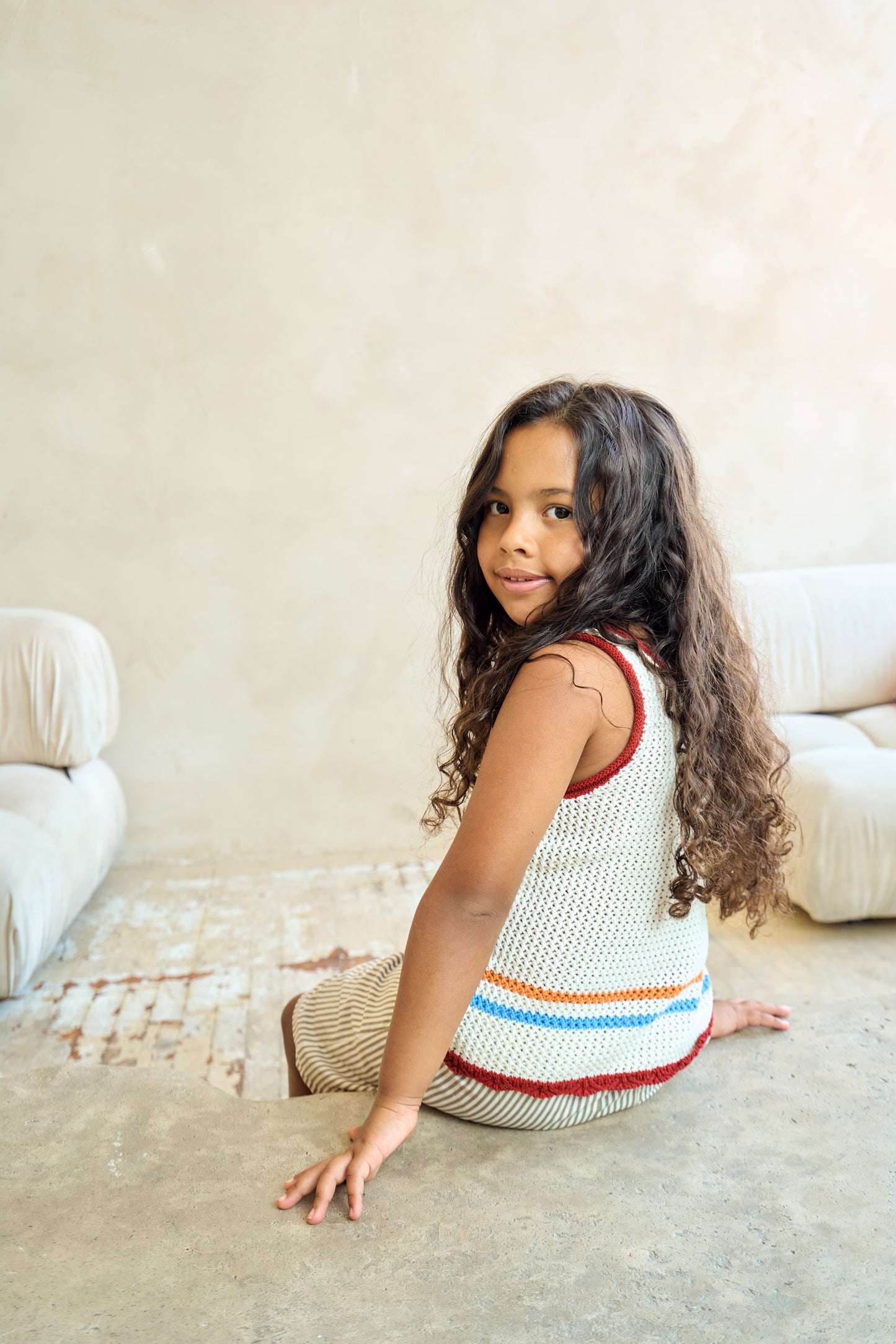 Open Knit Tank Top - White