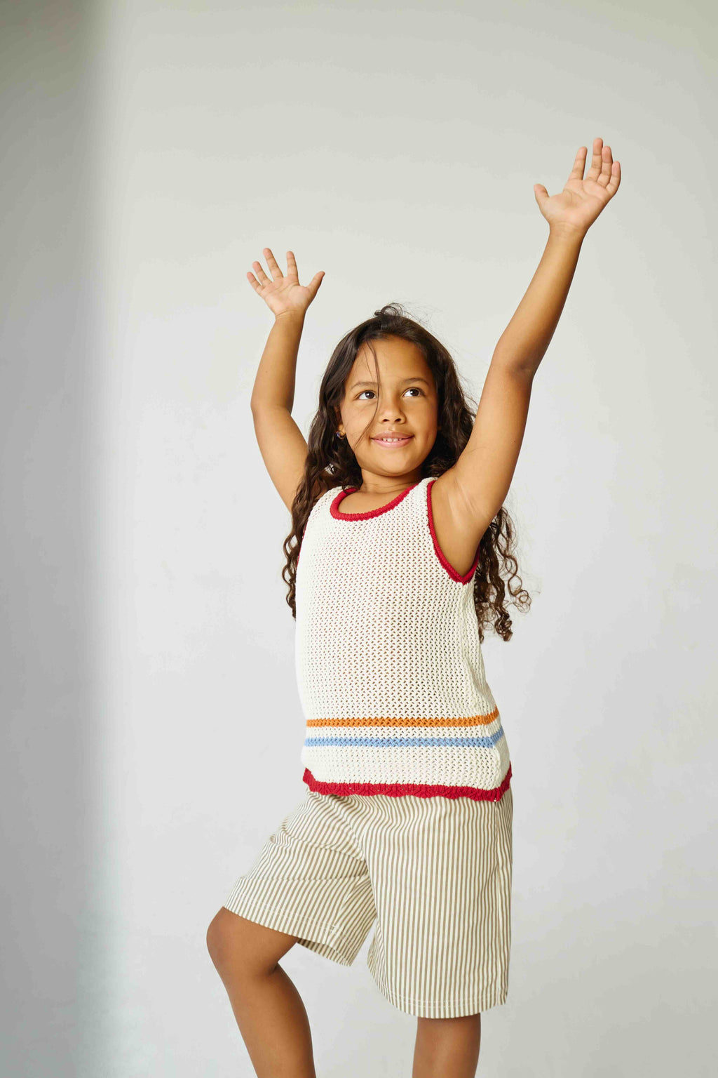 Mid-Length Shorts - Khaki Stripe