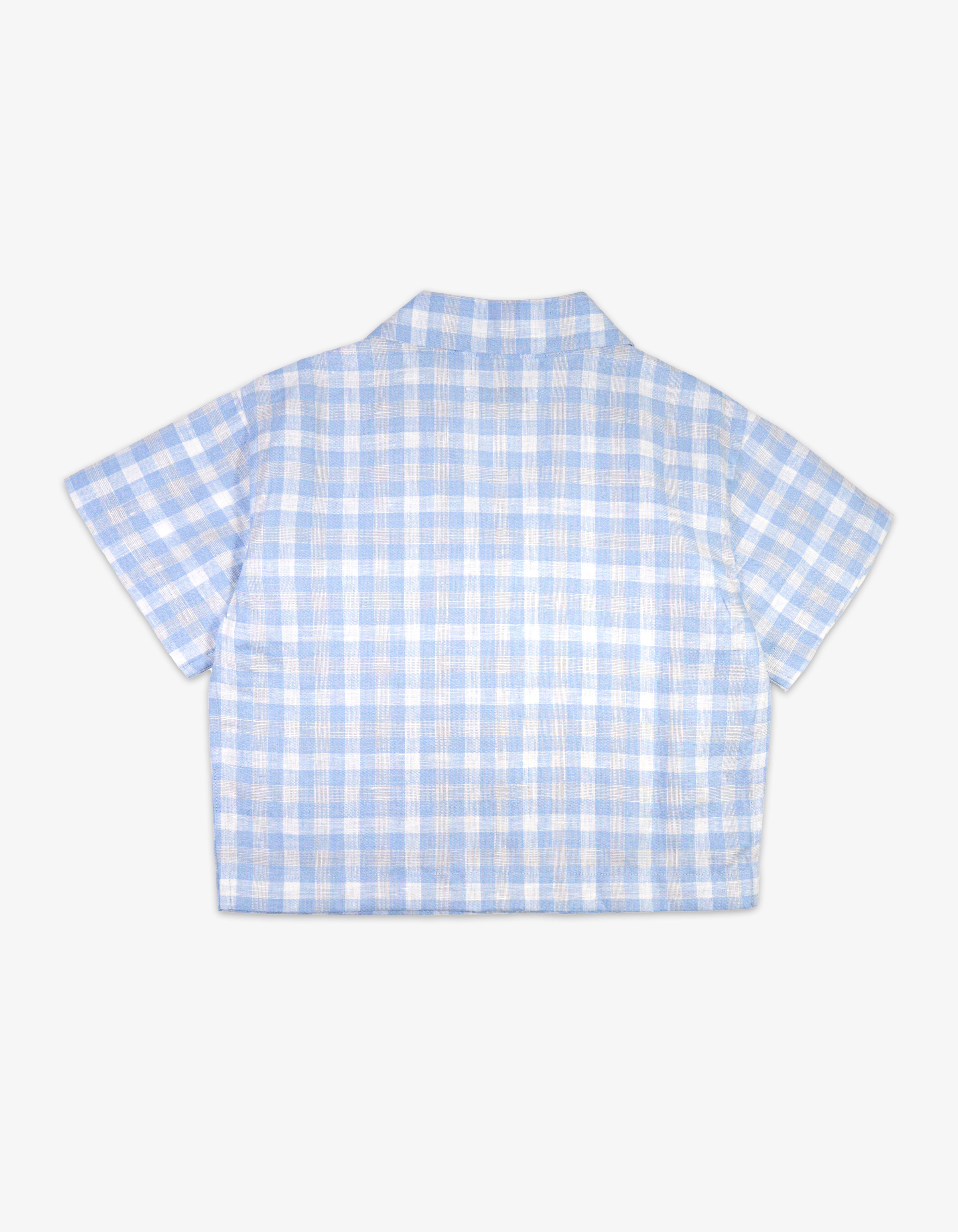 Handmade Blue Gingham Linen Shirt