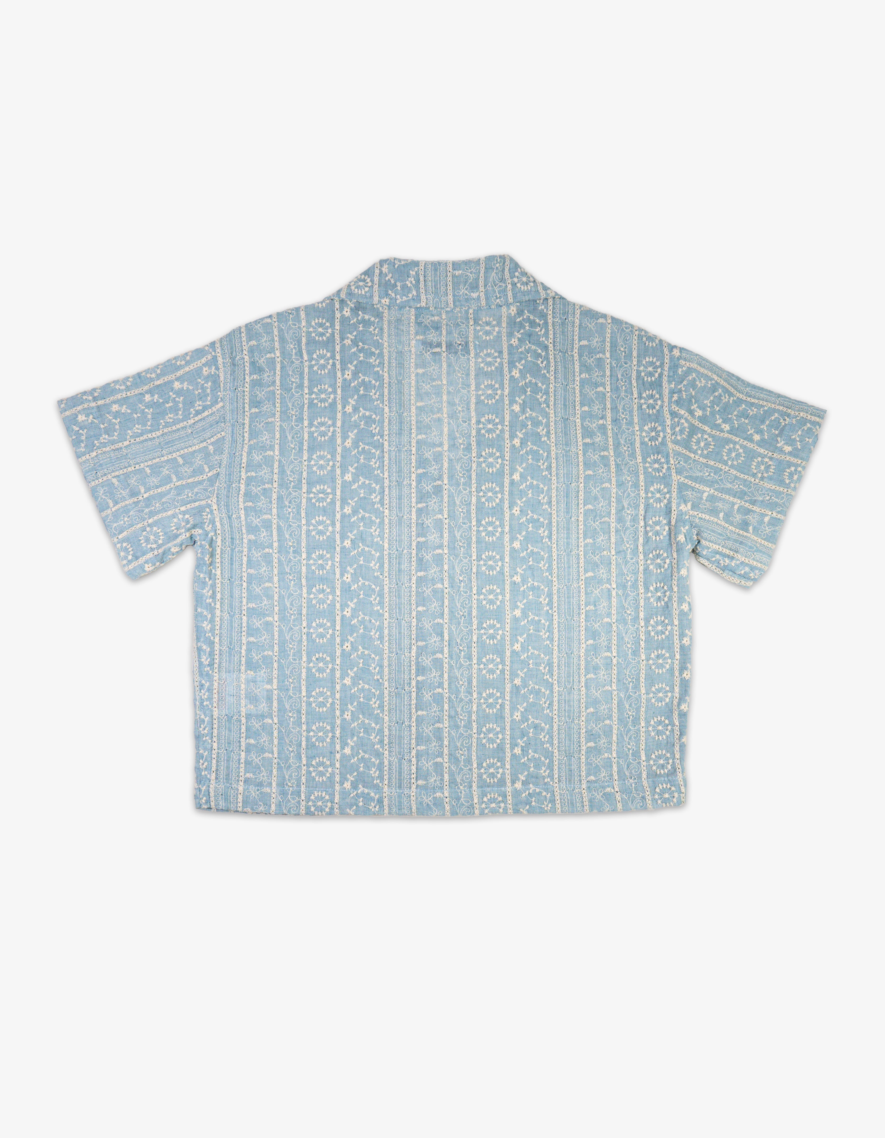 Handmade Textured Vintage Floral Stripe Shirt