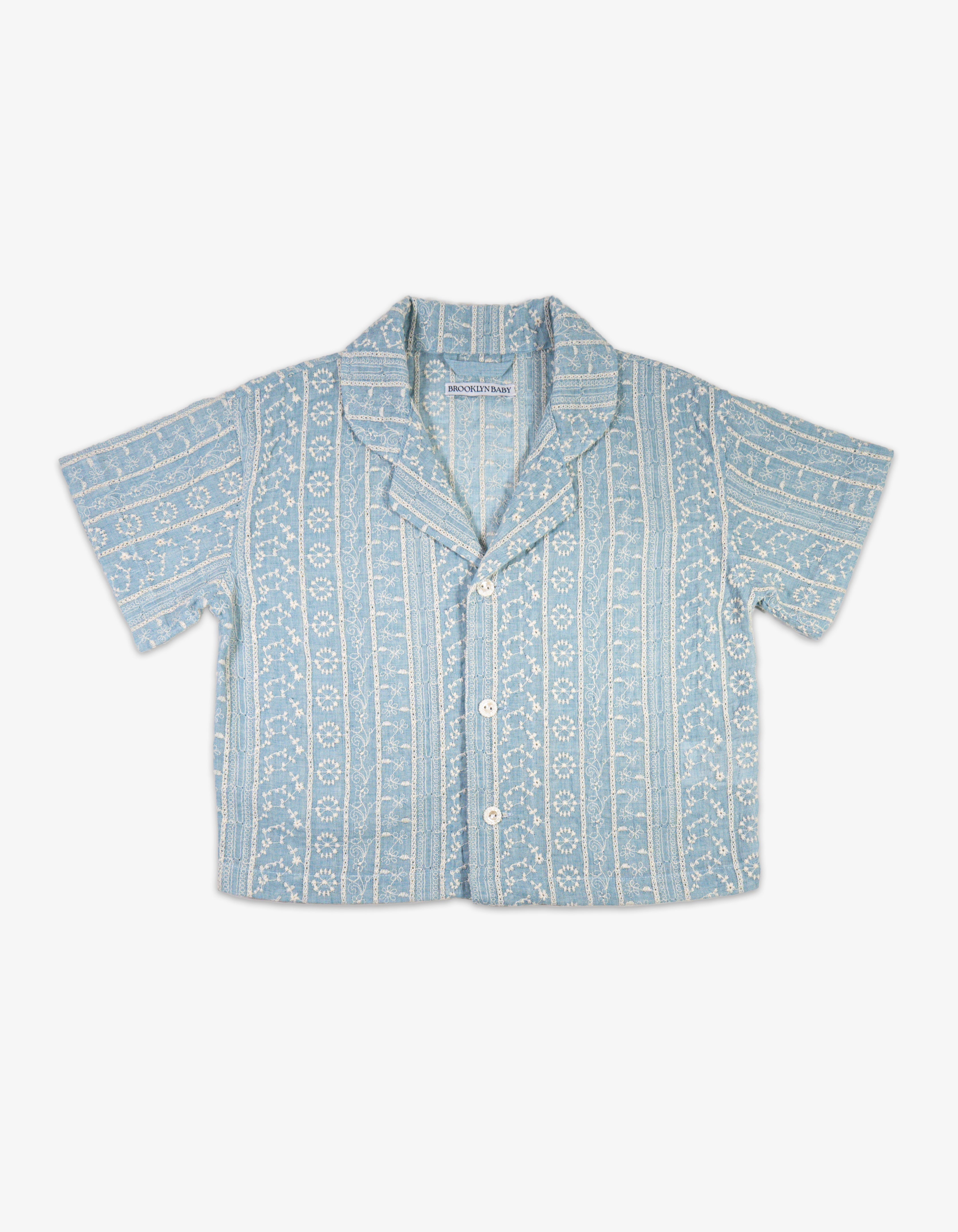 Handmade Textured Vintage Floral Stripe Shirt