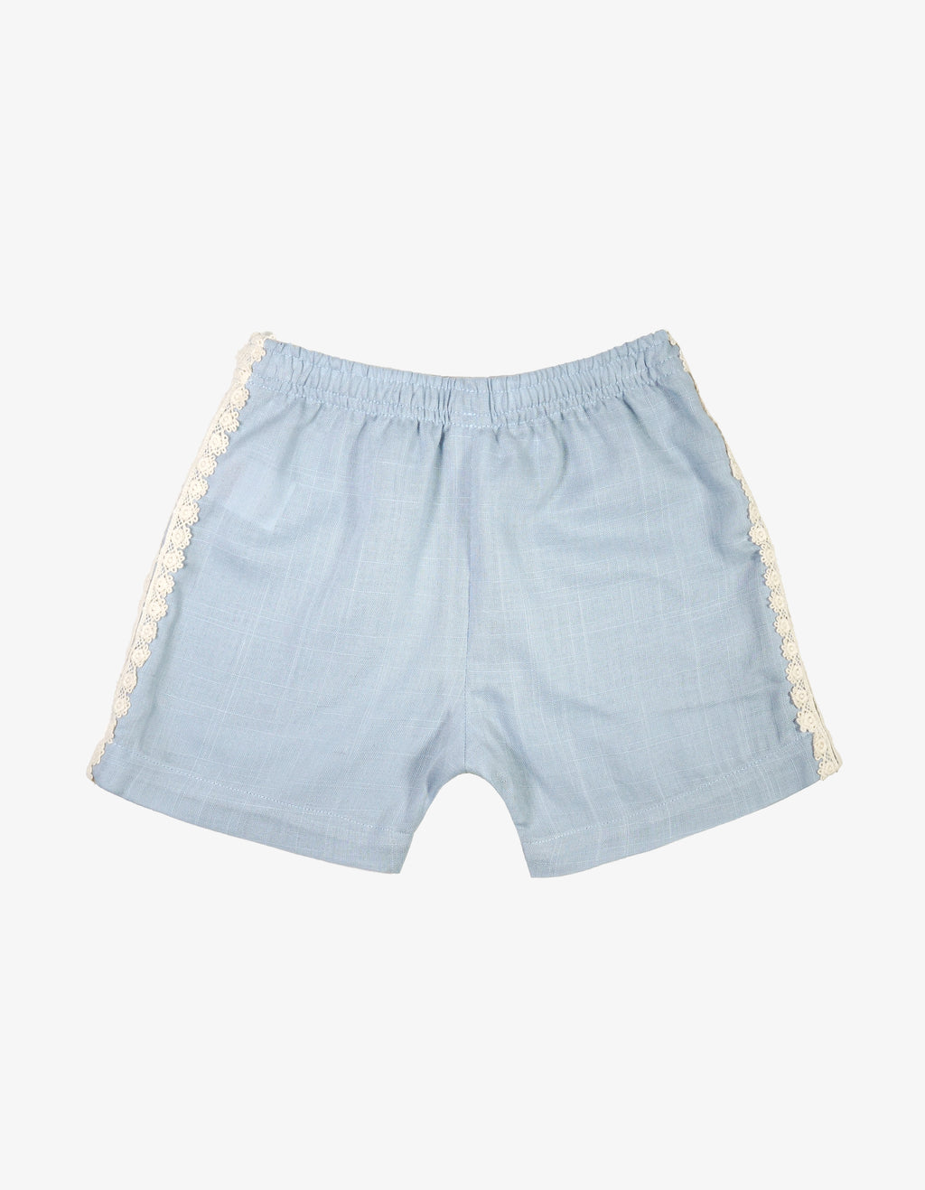Handmade Kids Lace Trim Linen Shorts Back View