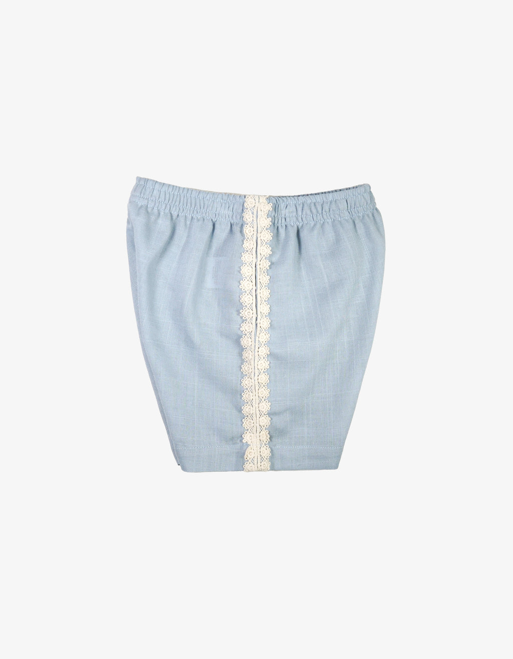Handmade Kids Lace Trim Linen Shorts Side View