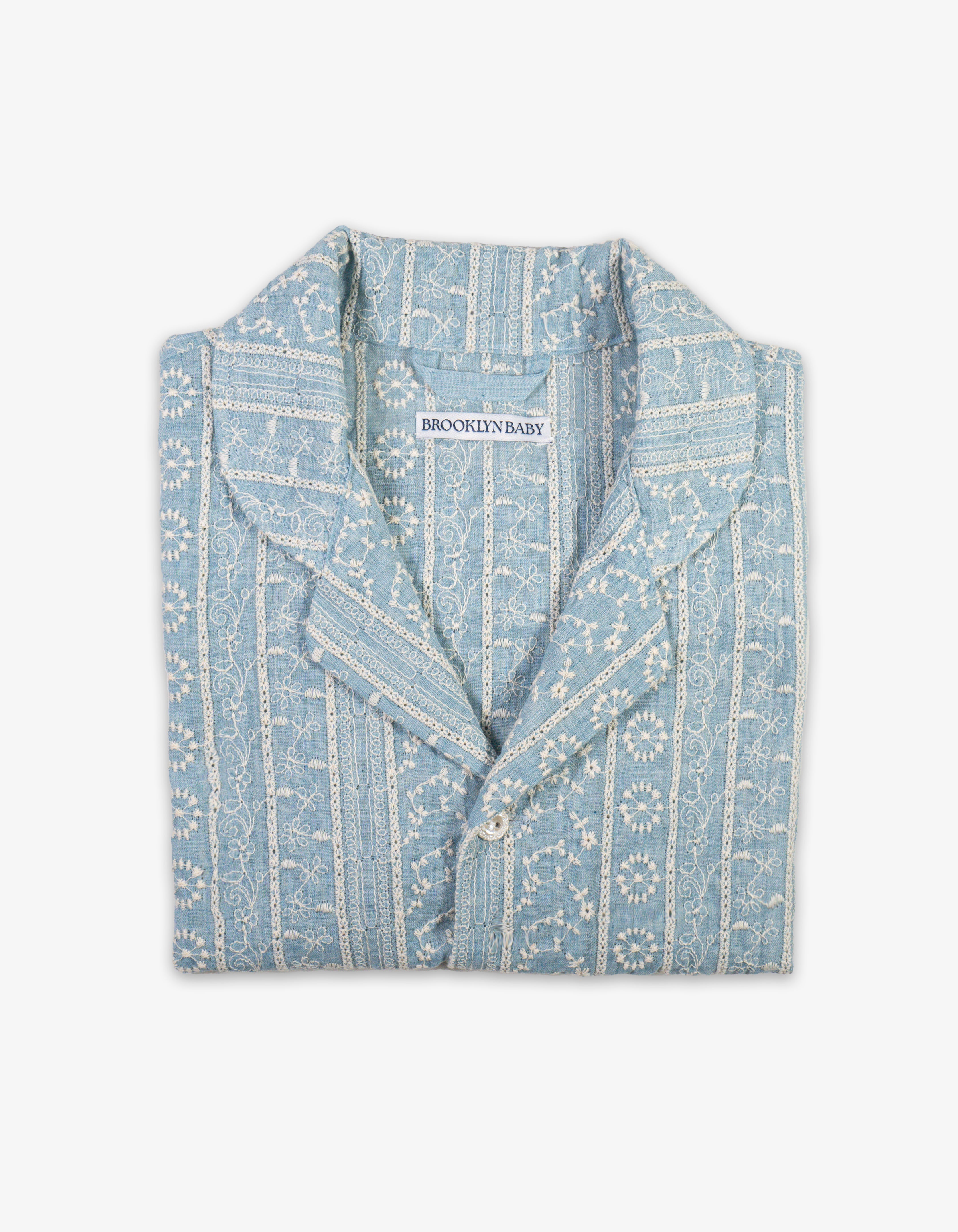 Handmade Textured Vintage Floral Stripe Shirt