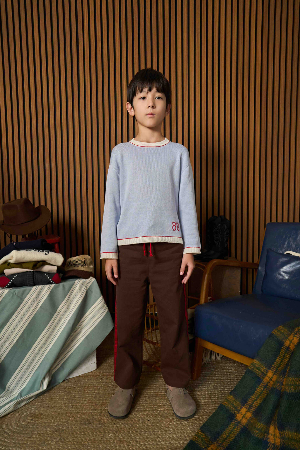 Side Trim Pants - Brown/Red