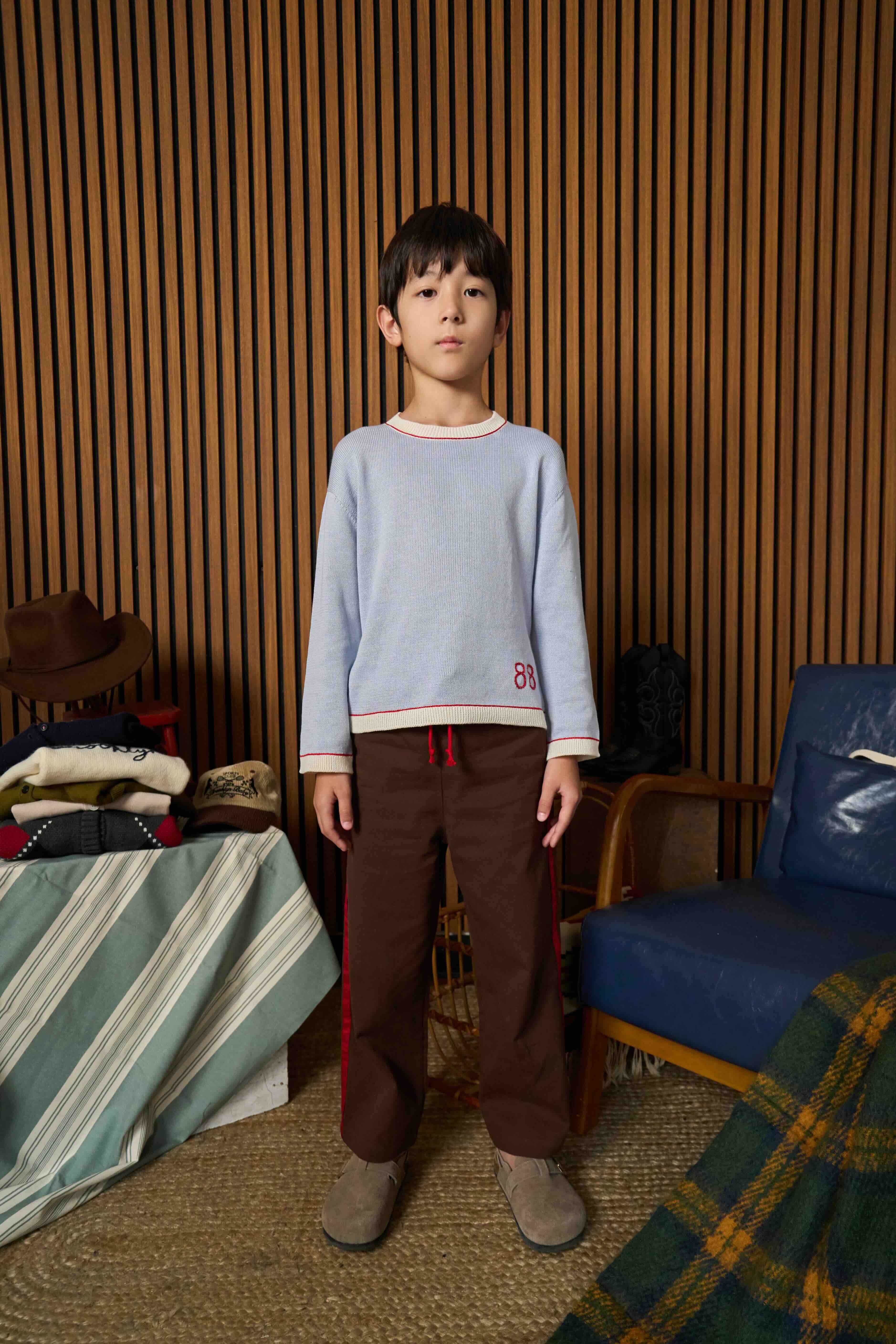 Side Trim Pants - Brown/Red