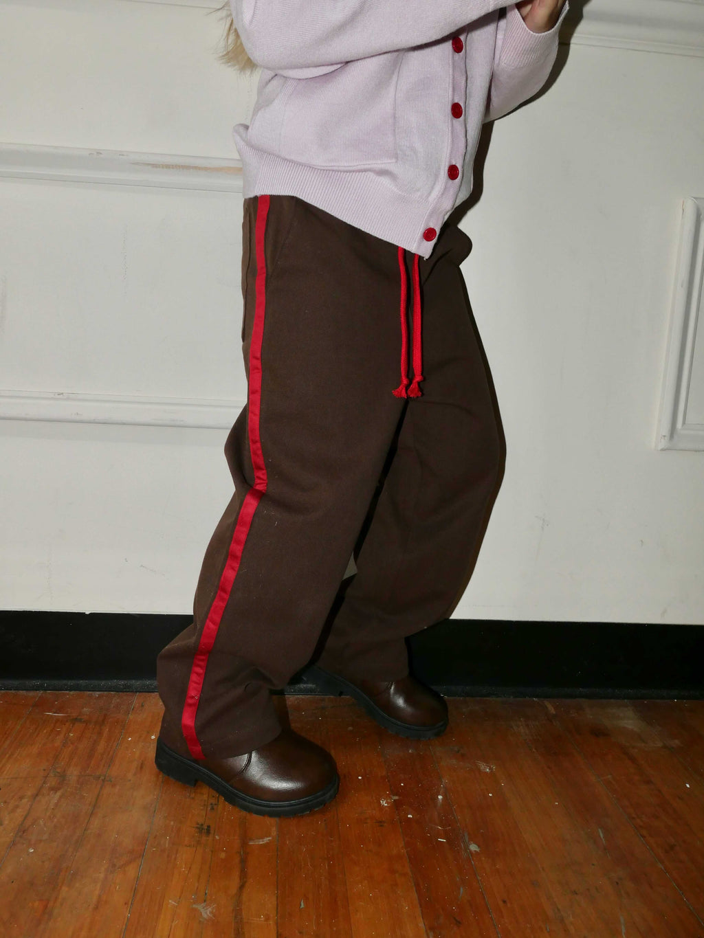Side Trim Pants - Brown/Red