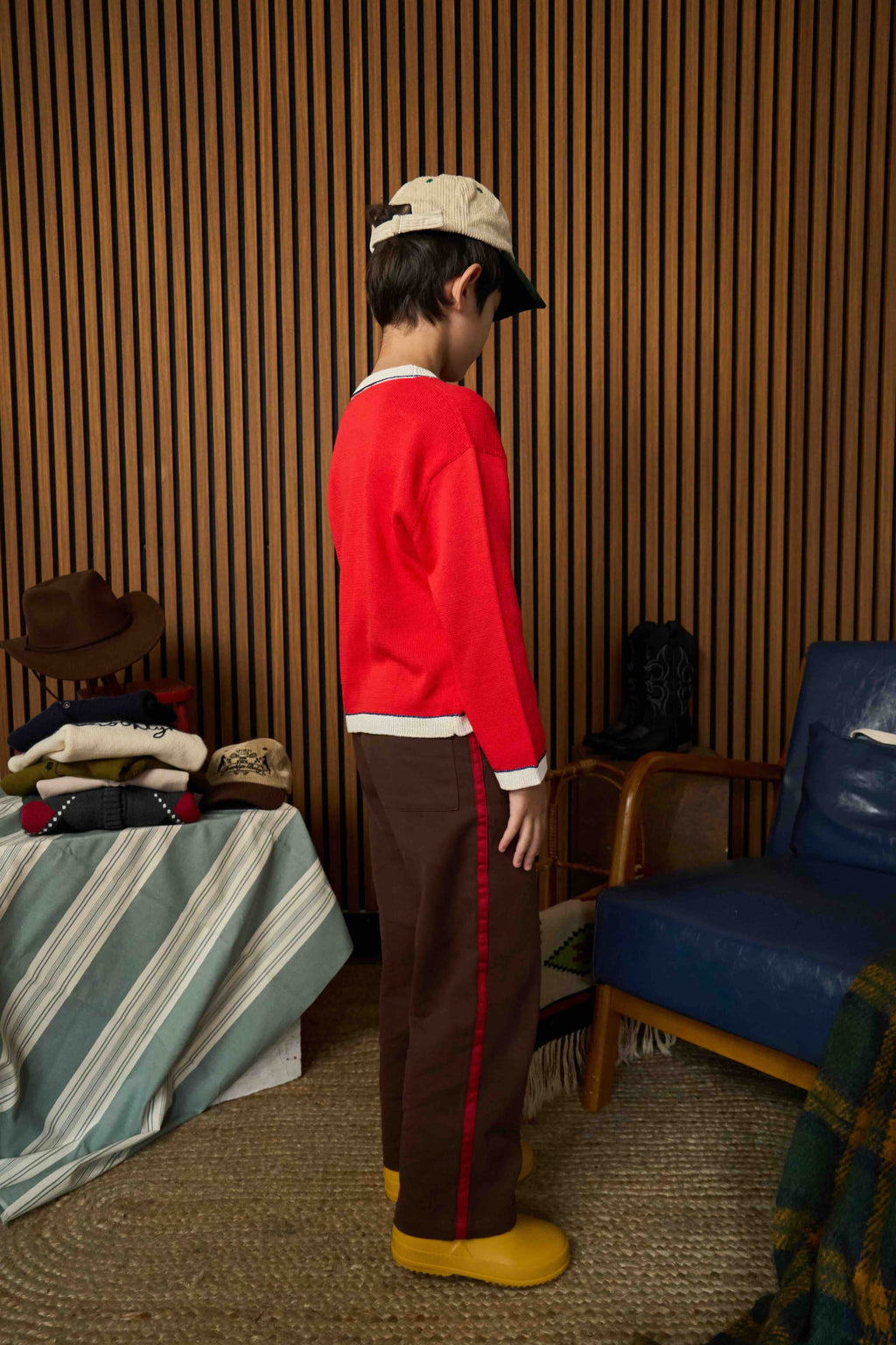 Side Trim Pants - Brown/Red