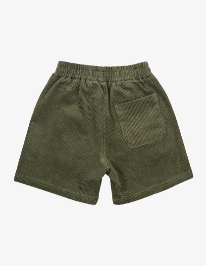 Corduroy Logo Shorts - Moss Green