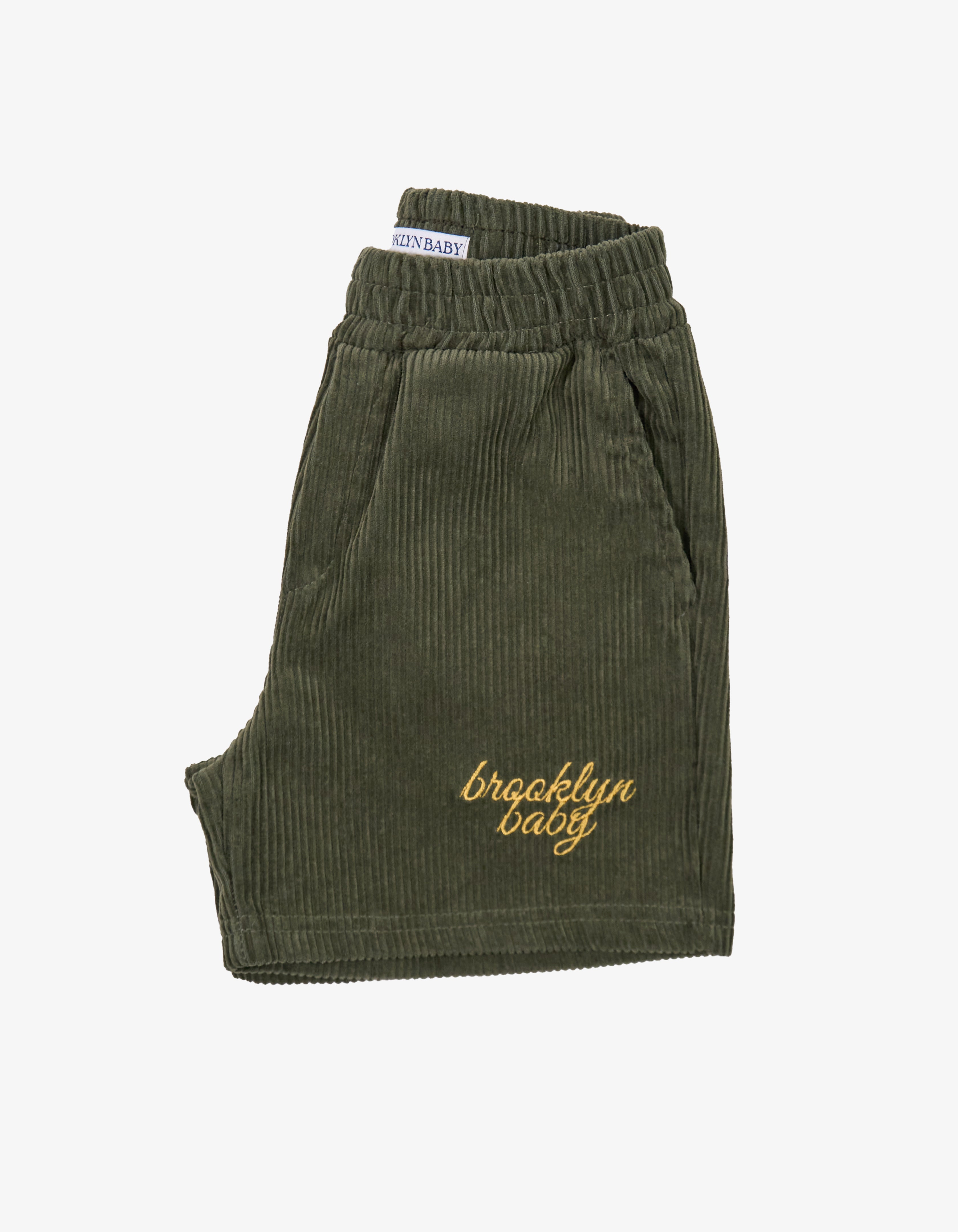 Corduroy Logo Shorts - Moss Green