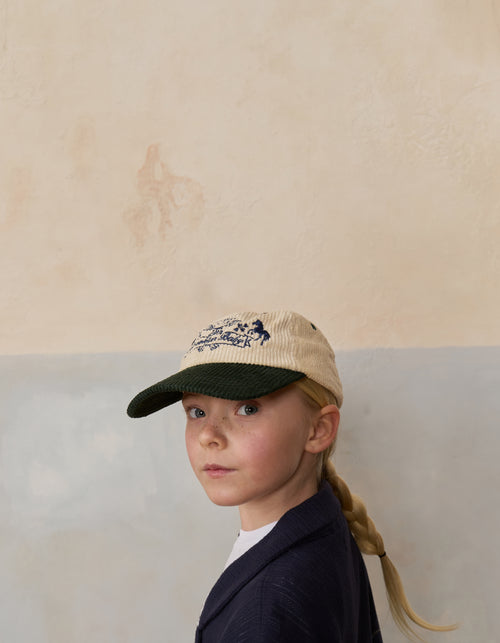 Kids Cotton Corduroy 2-tone Baseball Cap on model