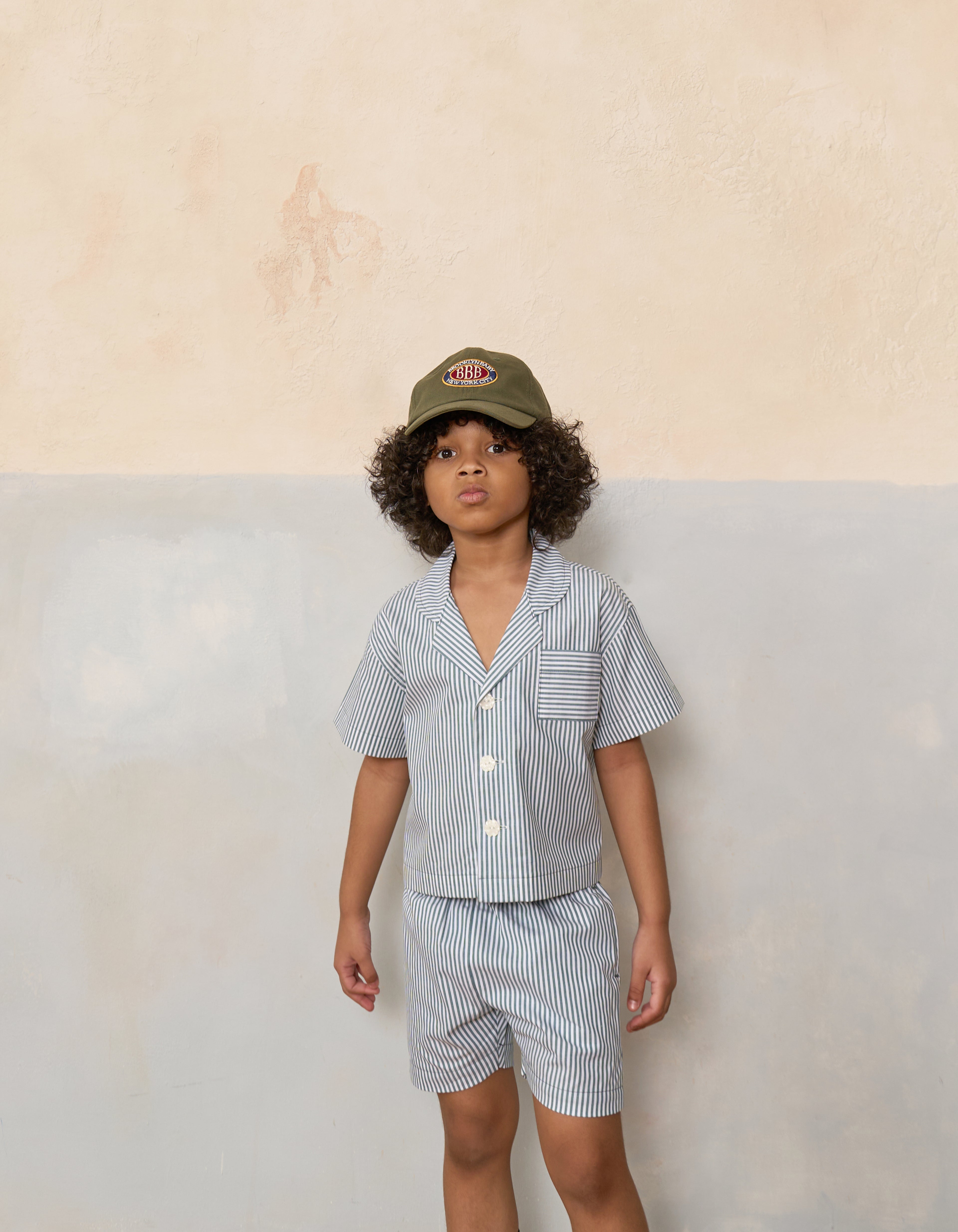 Handmade Kids Courtland Stripe Cotton  Shorts on model