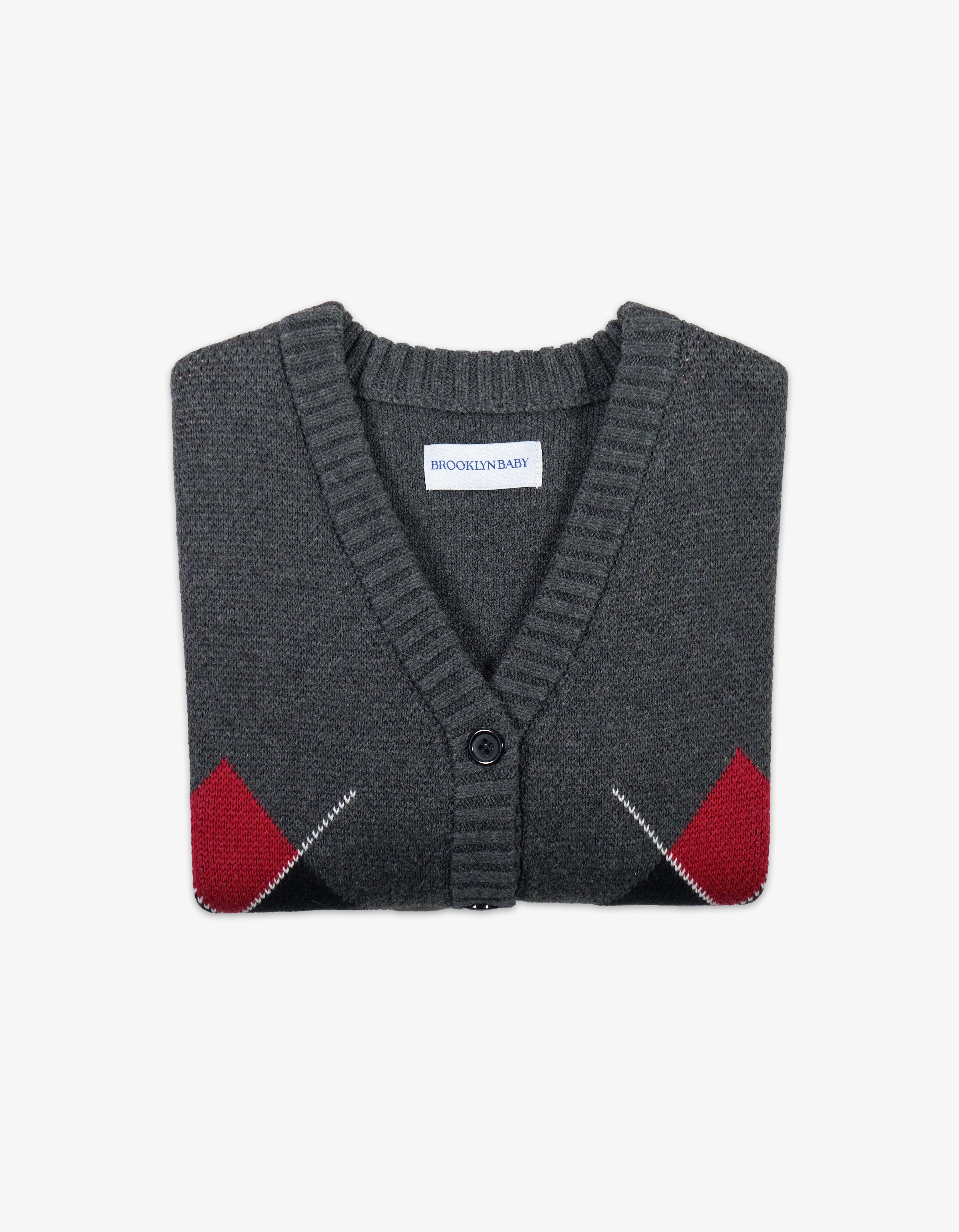 Organic Cotton Kids Argle Knit Cardigan Folded View