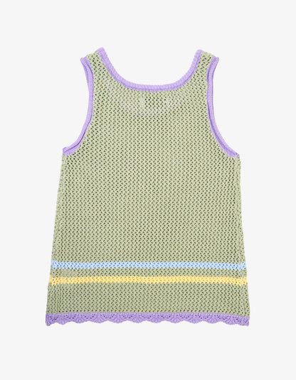 Open Knit Tank Top - Sage