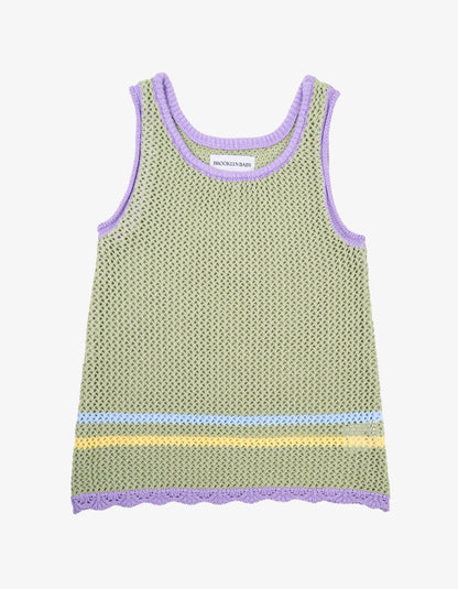 Open Knit Tank Top - White