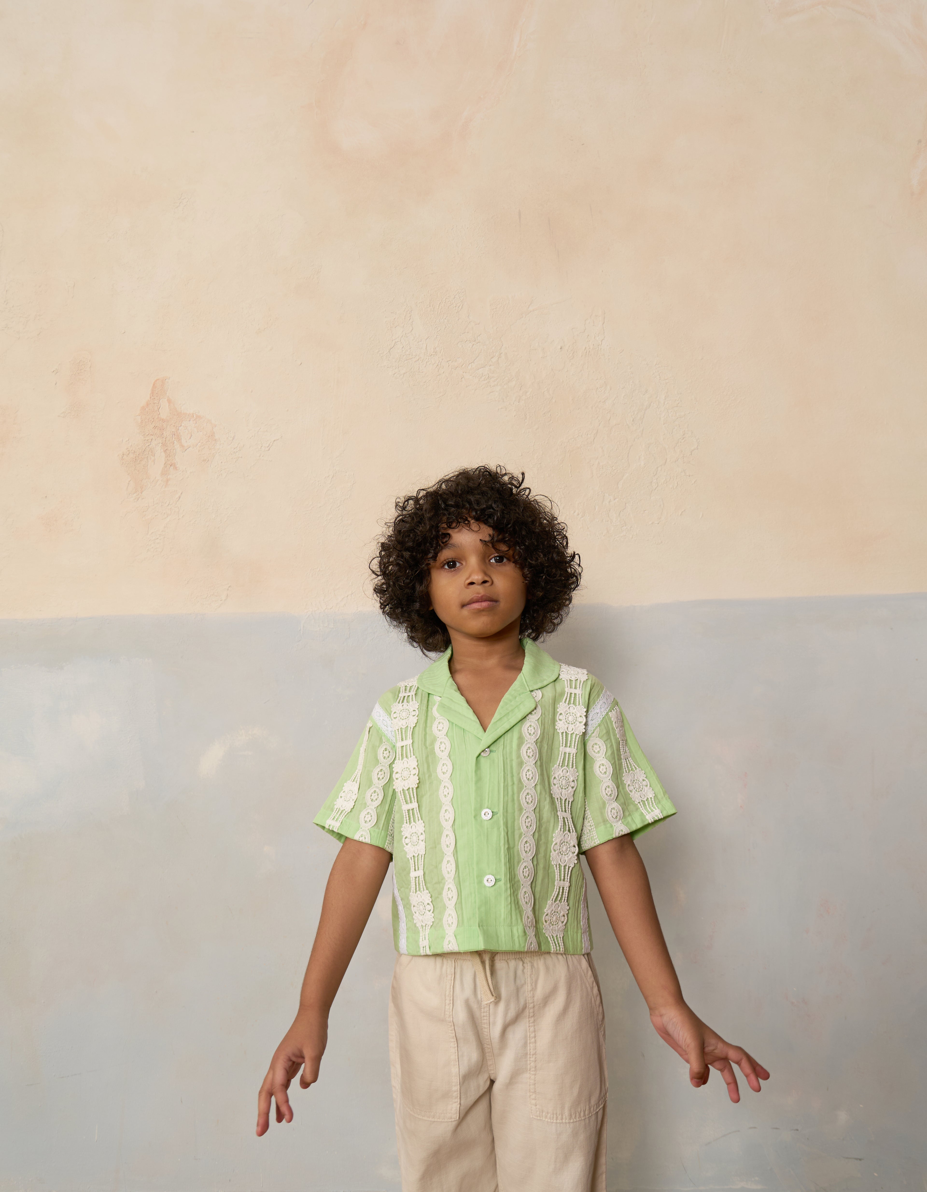 Handmade Mixed Lace Trim Shirt