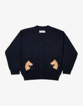 Kids Cotton Knit Horse Cardigan Front View