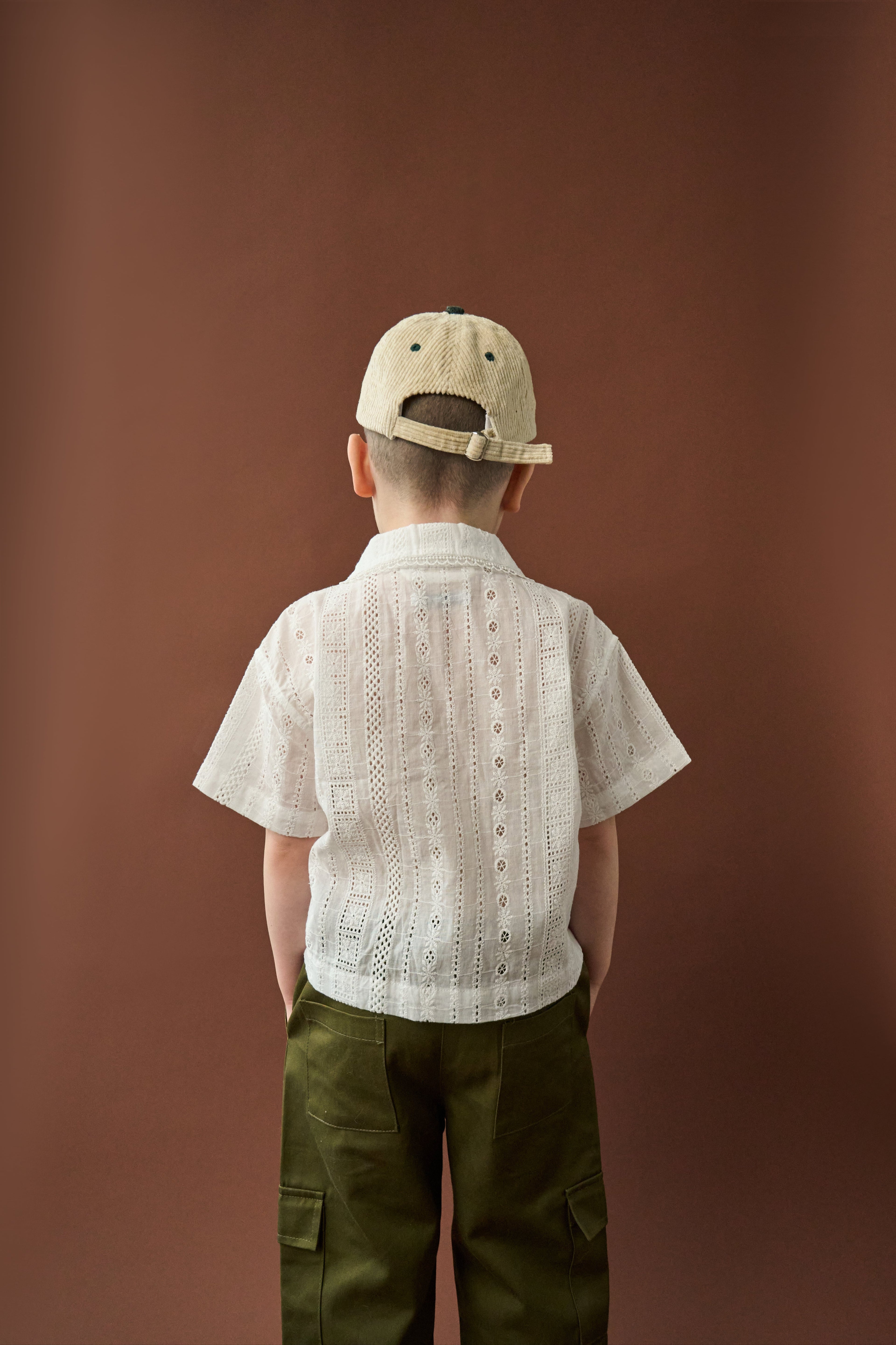 Handmade Eyelet Embroidery Stripe Shirt