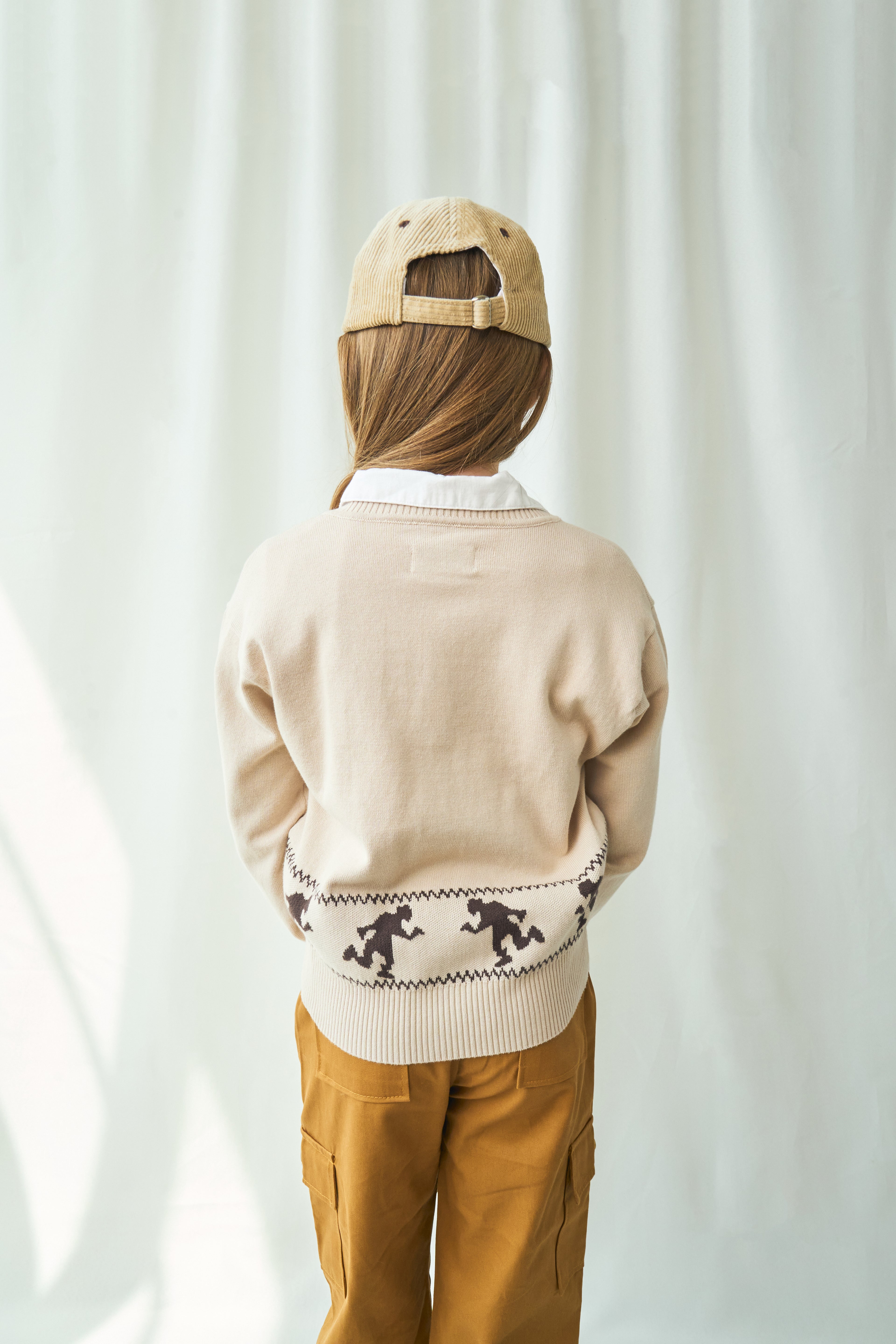 Runningman Jacquard Knit Cardigan - Oatmeal