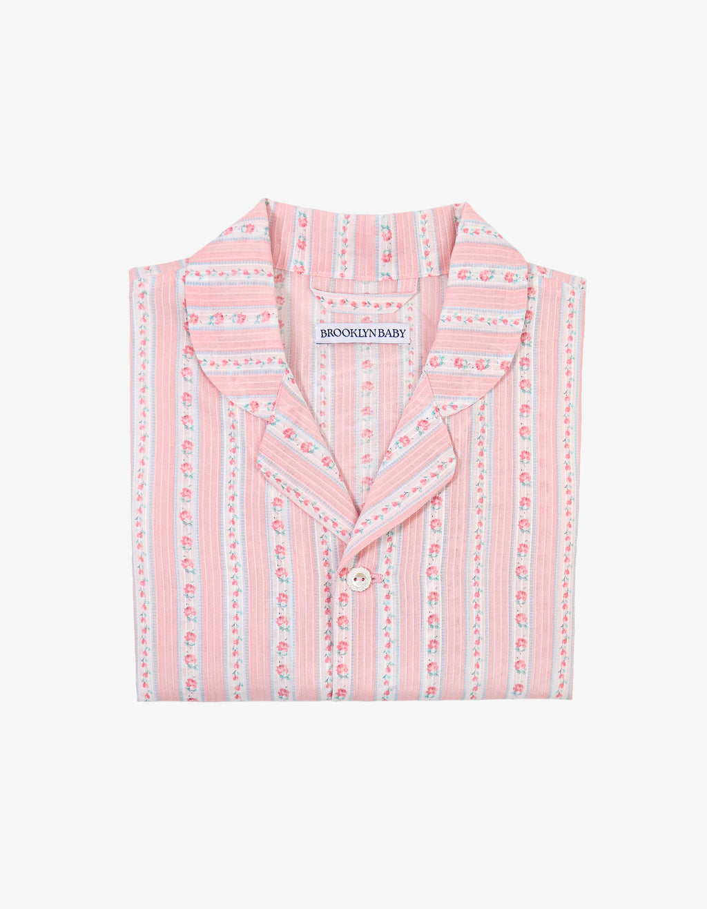 Handmade Baby Pink Floral Stripe Shirt