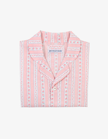 Handmade Baby Pink Floral Stripe Shirt