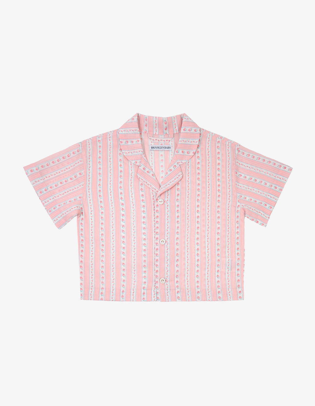Handmade Baby Pink Floral Stripe Shirt