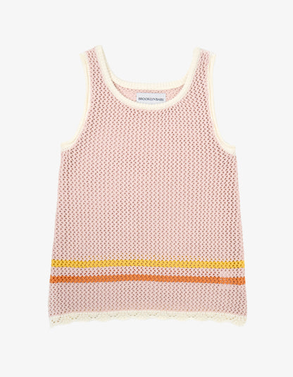 Open Knit Tank Top - White