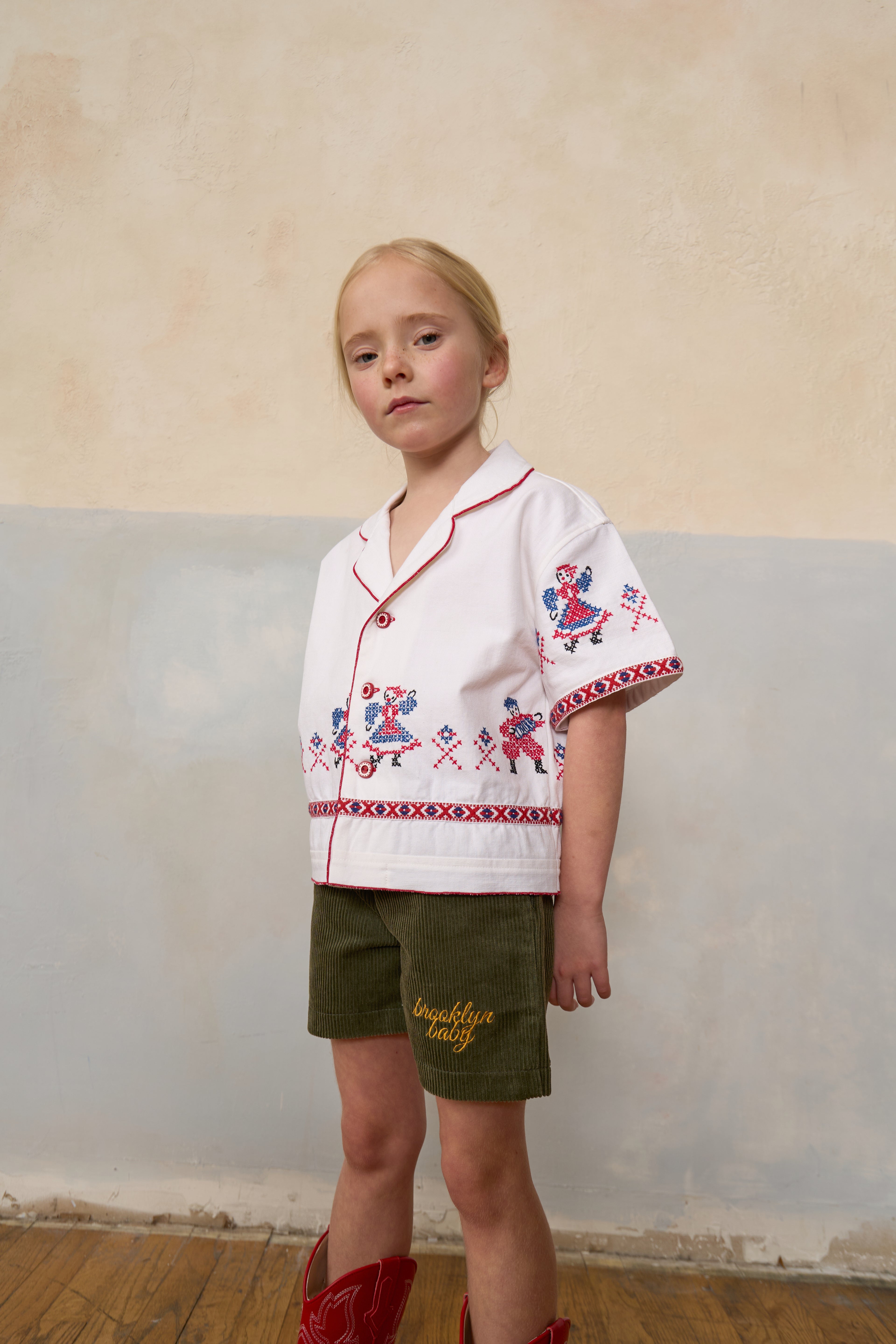 Corduroy Logo Shorts - Moss Green