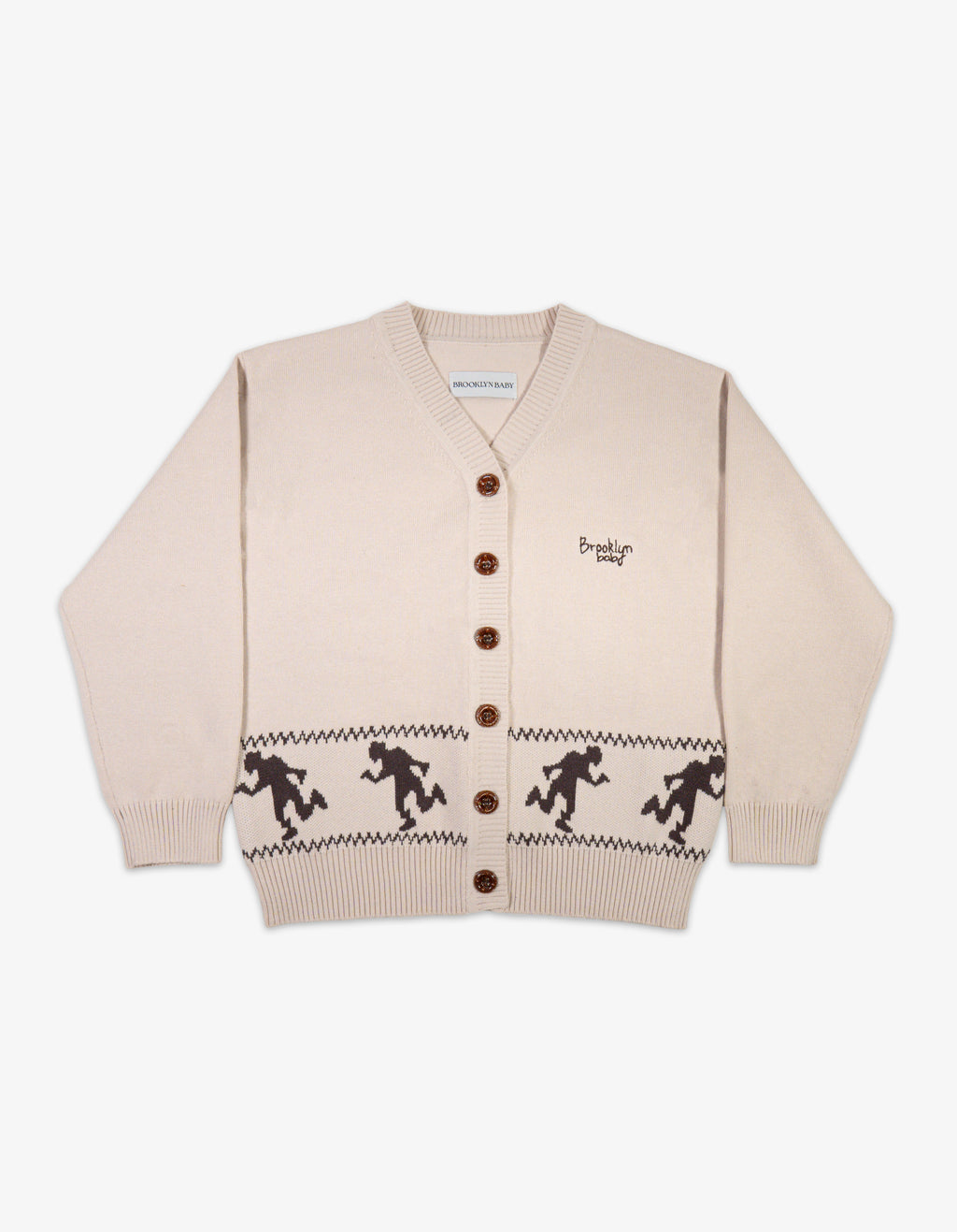 Kids Cotton Knit Runningman Cardigan Front View