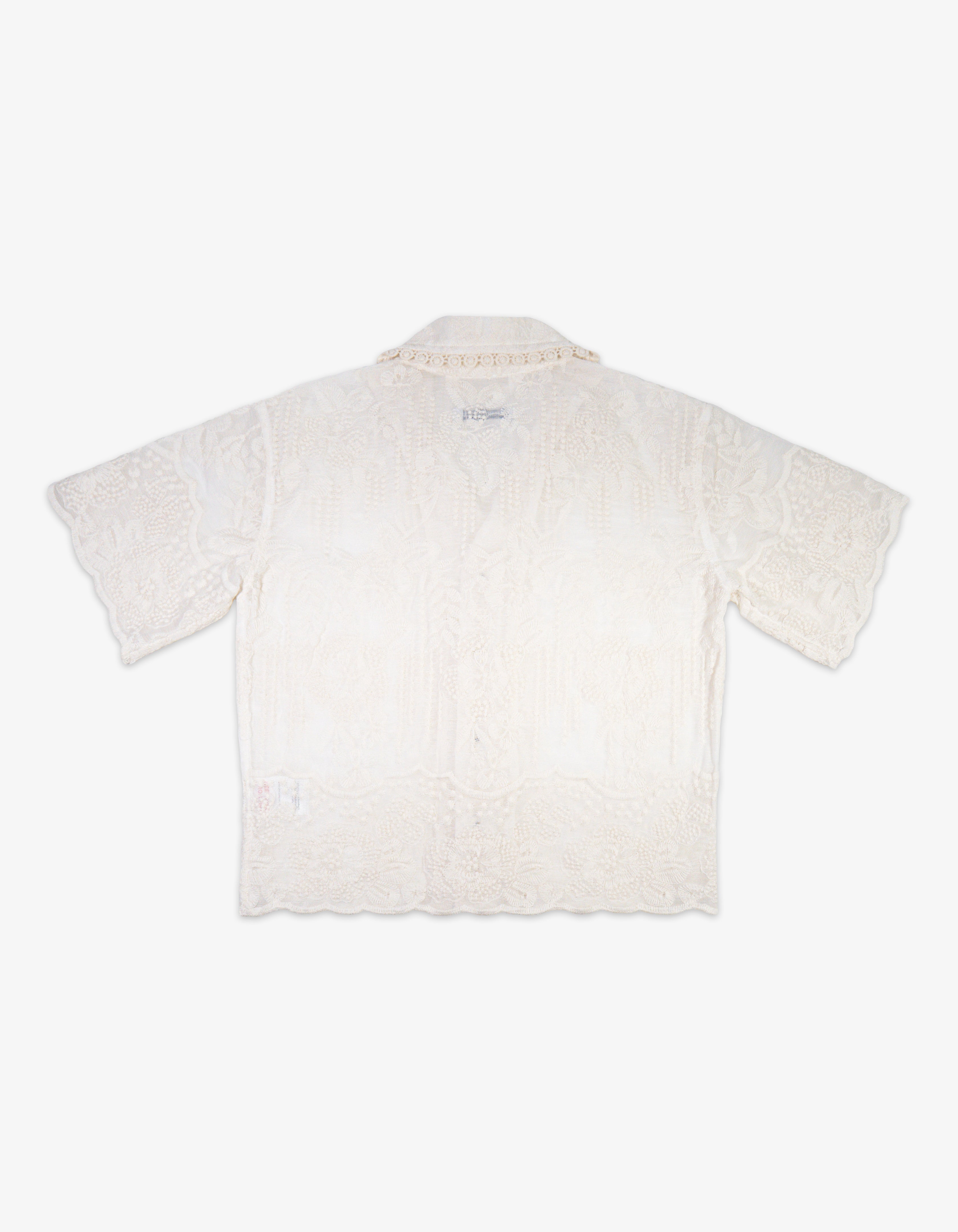 Handmade Kids Cotton Floral Lace Scallop Shirt Back View