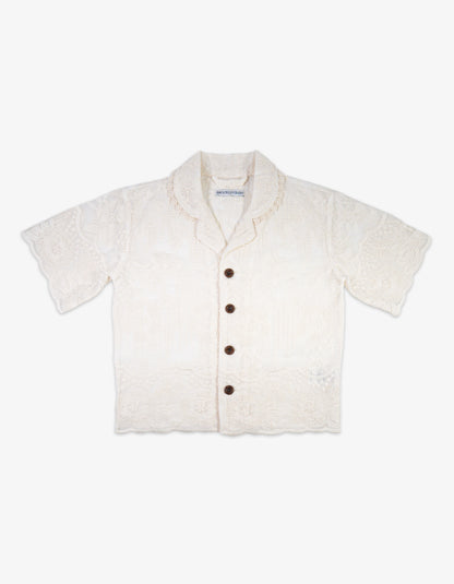 Handmade Kids Cotton Floral Lace Scallop Shirt Front View