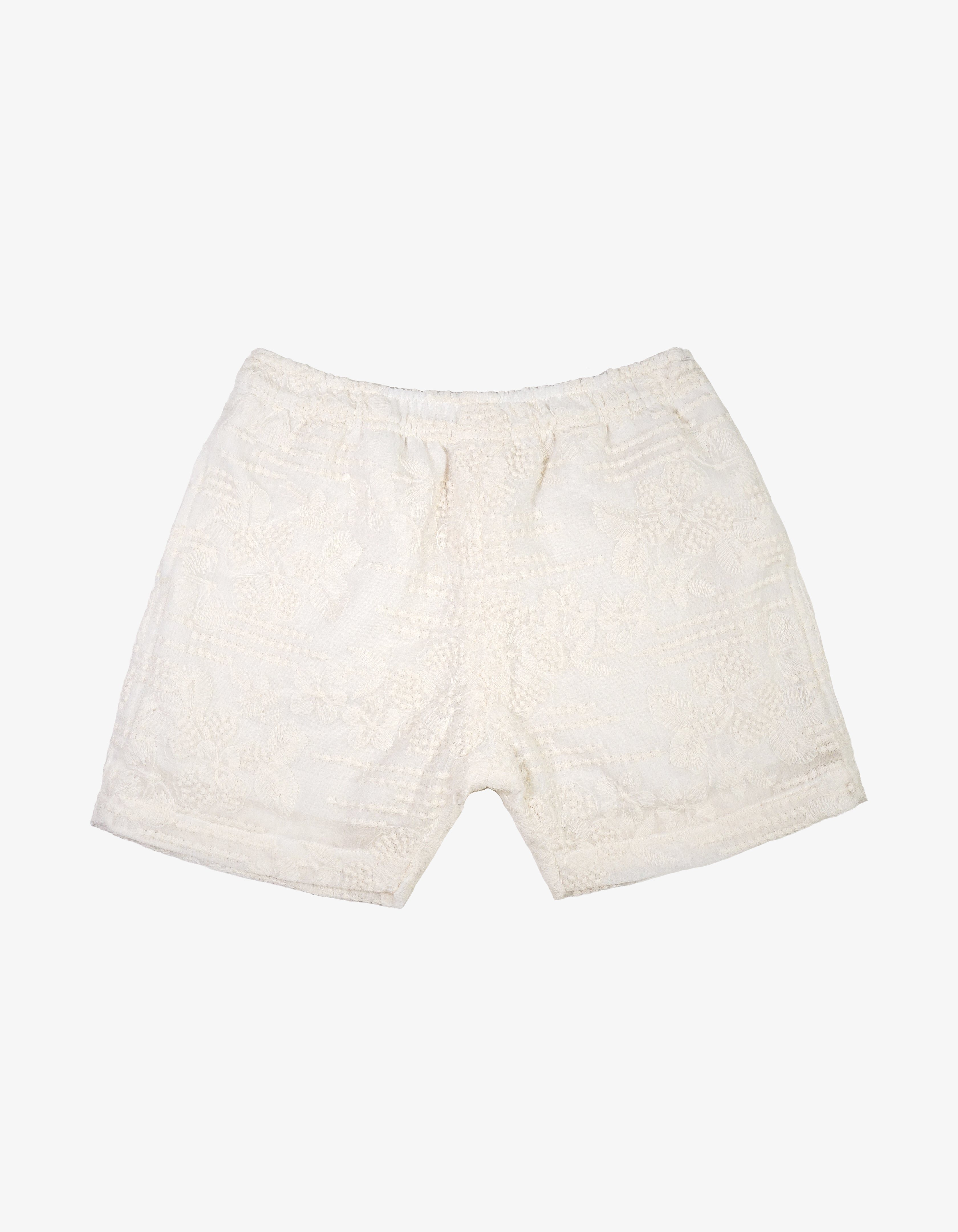 Handmade Kids Floral Lace Cotton Shorts Front View