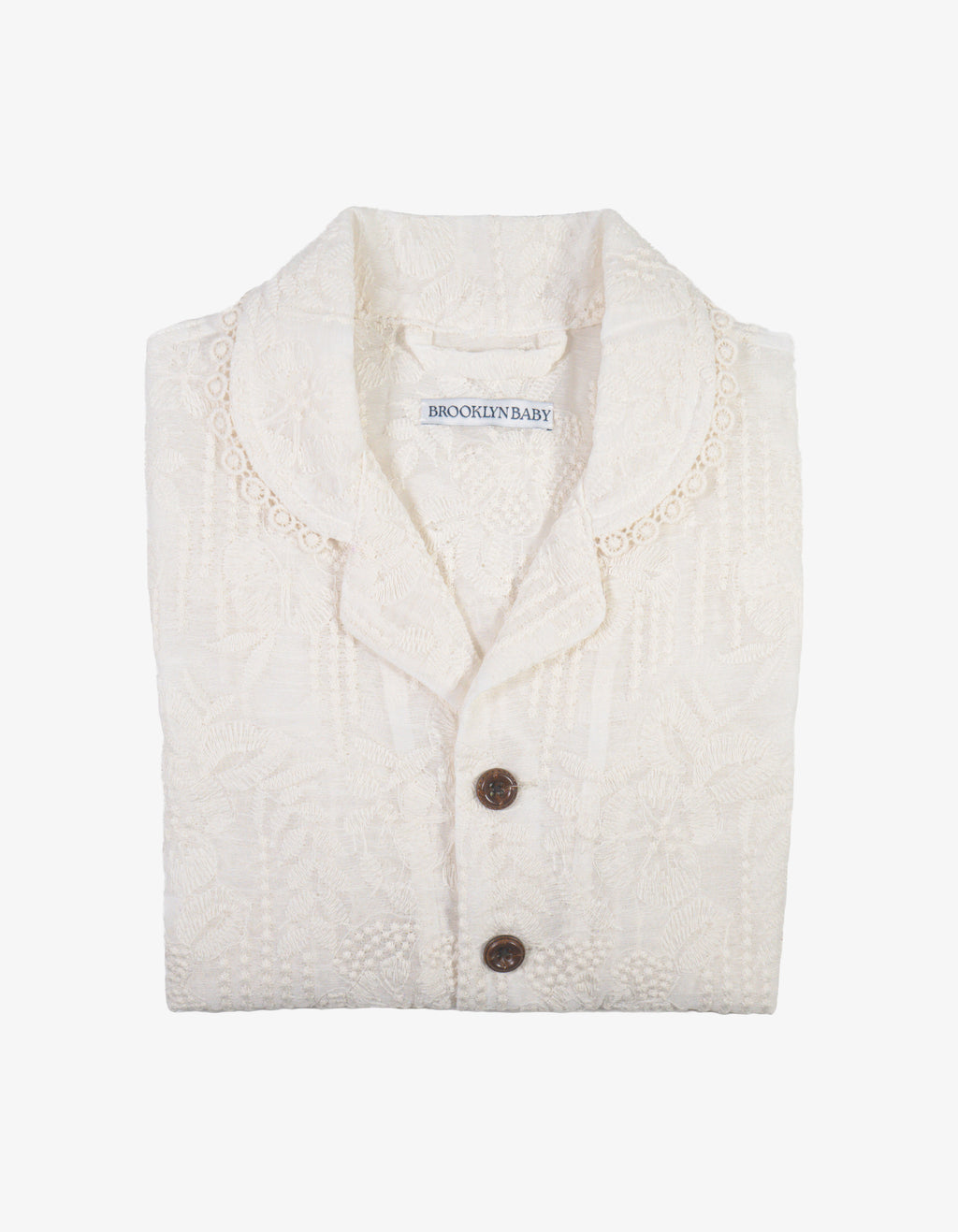 Handmade Kids Cotton Floral Lace Scallop Shirt Folded View