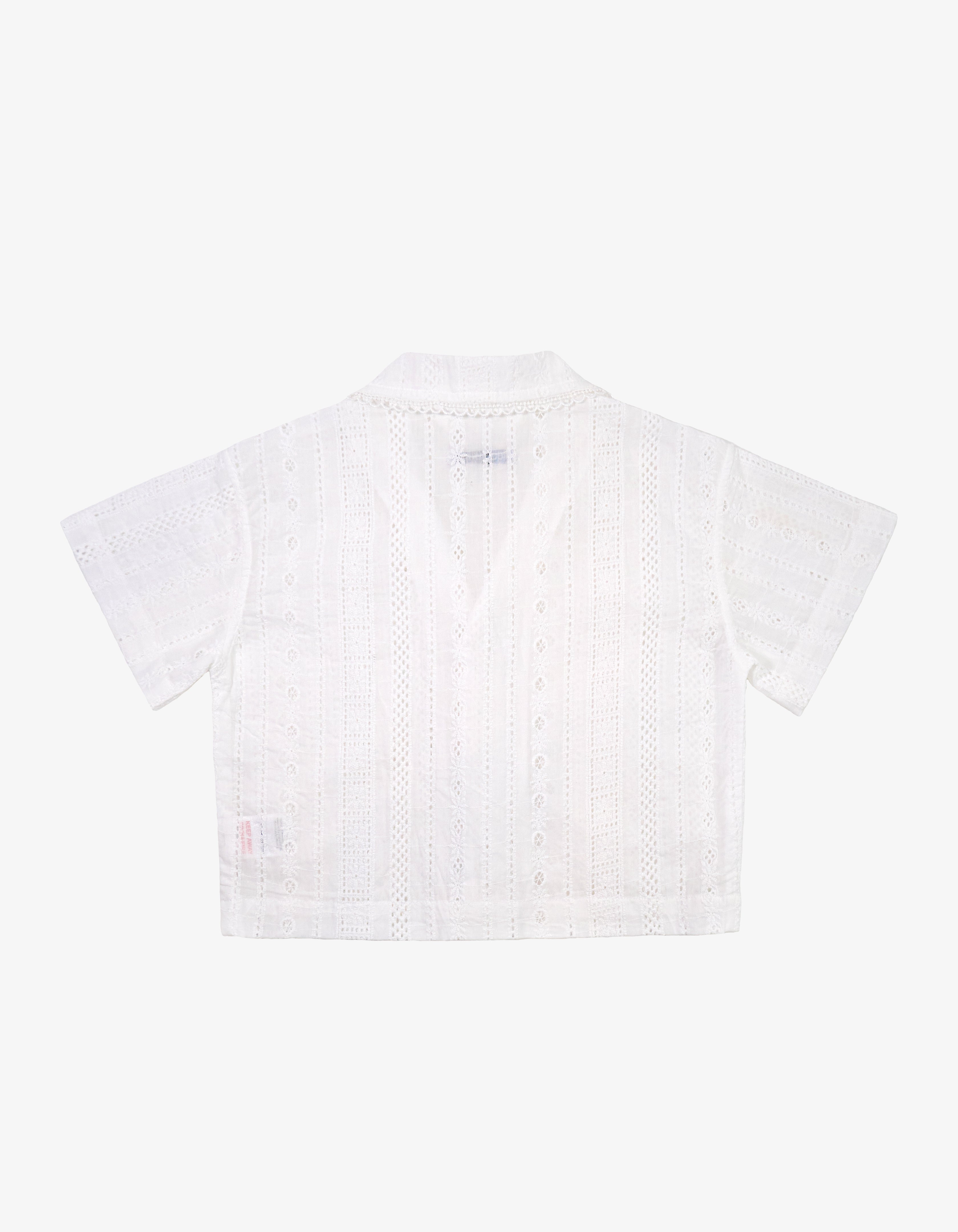 Handmade Eyelet Embroidery Stripe Shirt