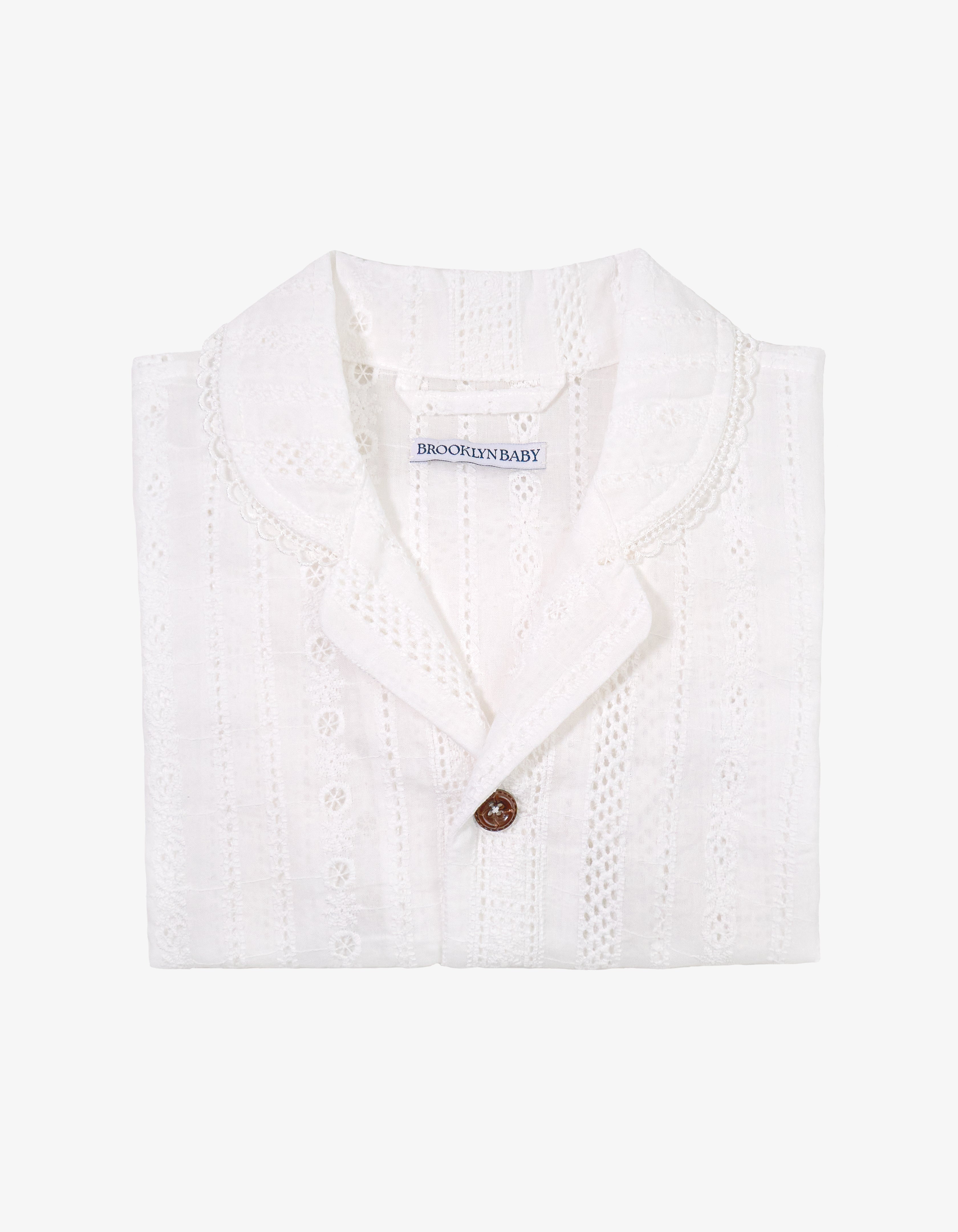 Handmade Eyelet Embroidery Stripe Shirt