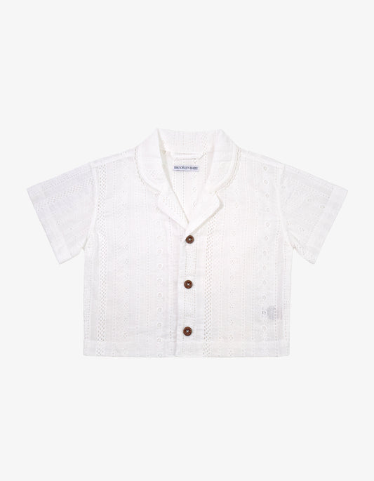 Handmade Eyelet Embroidery Stripe Shirt